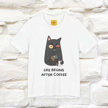 ''Life Begings After Coffe''  Cat T-shirt for Men and Women  100% Cotton*