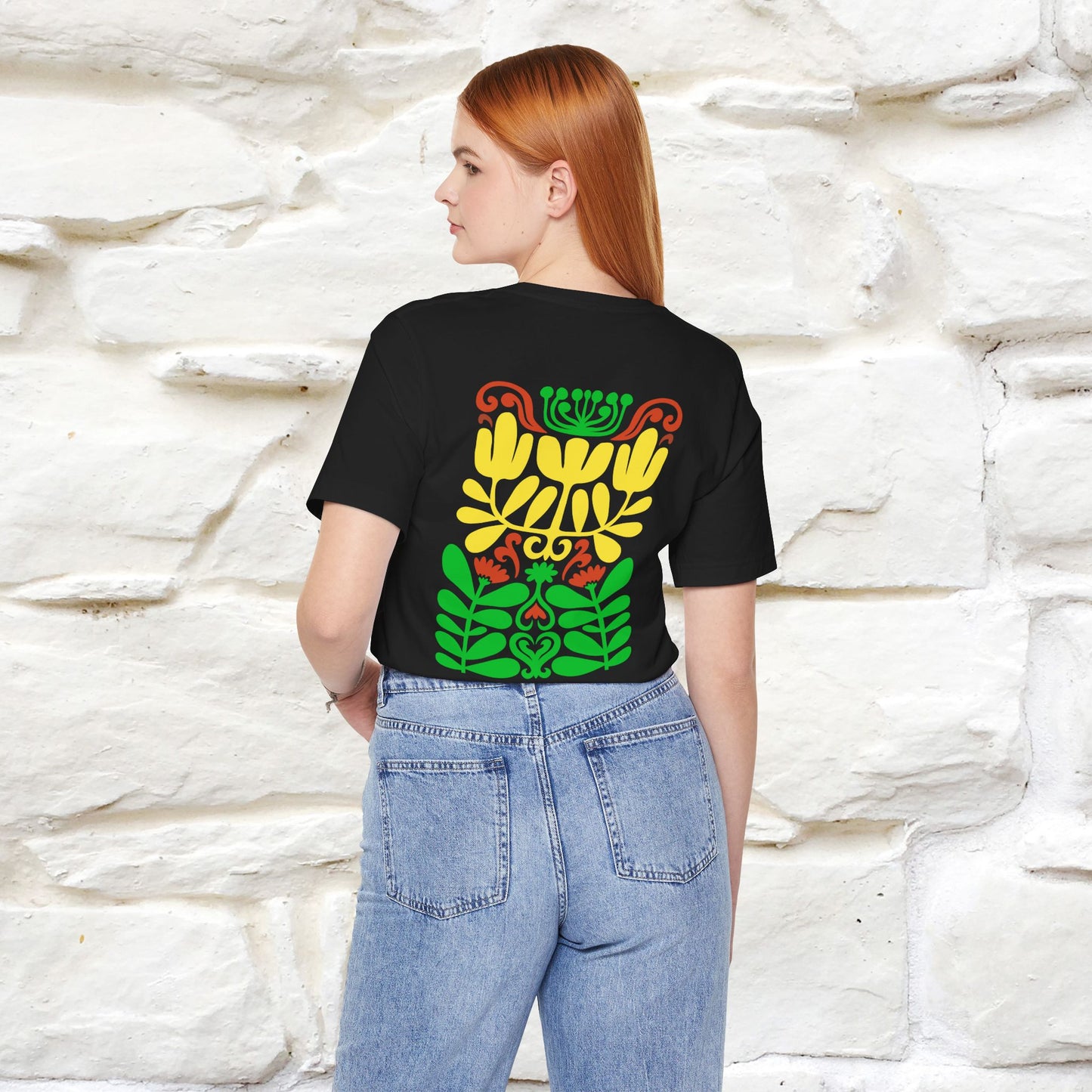 ''Floral Abstract'' Cat T-Shirt Front and Back Design | Nunu&Miao Studio - Nunu&Miao Studio