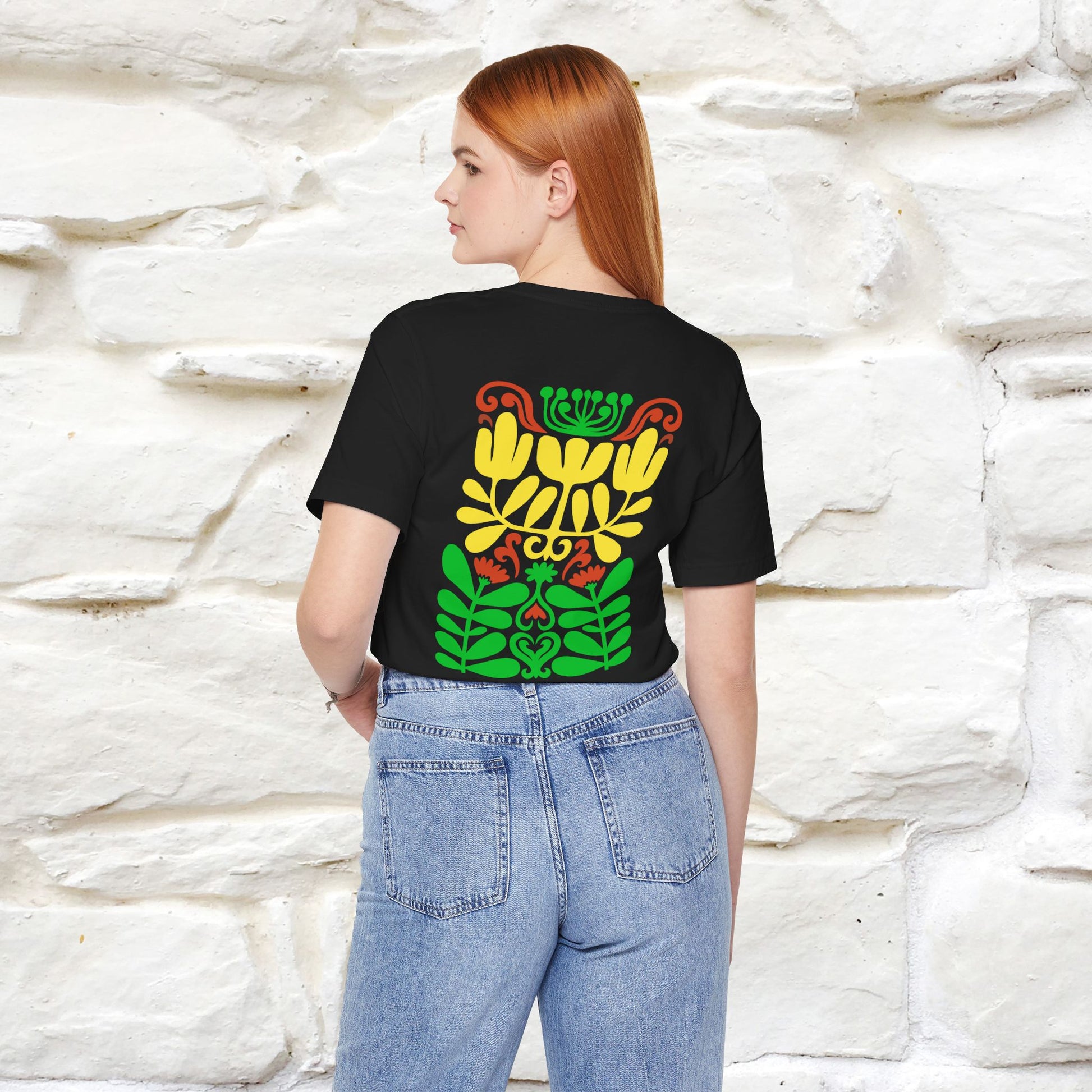 ''Floral Abstract'' Cat T-Shirt Front and Back Design | Nunu&Miao Studio - Nunu&Miao Studio