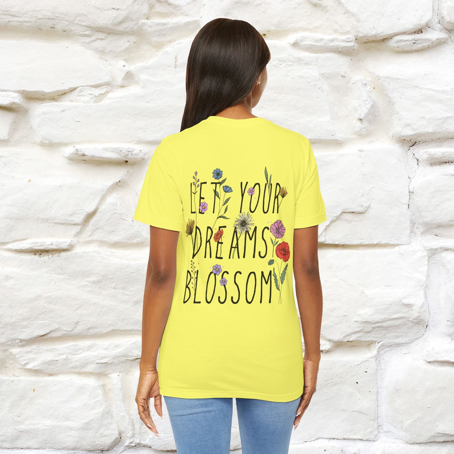 "Let Your Dreams Blossom'' Cat T-Shirt Front and Back Design | Nunu&Miao Studio - Nunu&Miao Studio