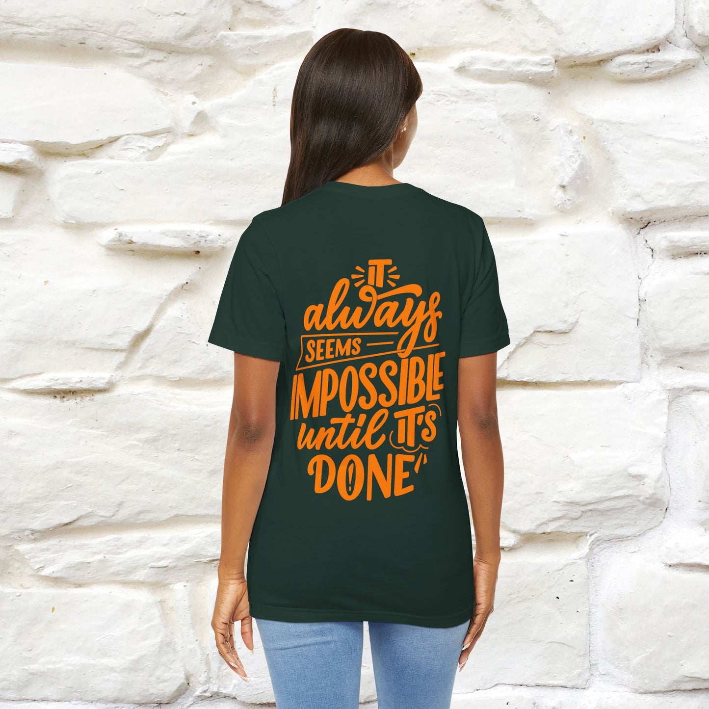 "It Always Seems Impossible Until It’s Done" Cat T-Shirt| Front & Back Design | Nunu&Miao Studio - Nunu&Miao Studio