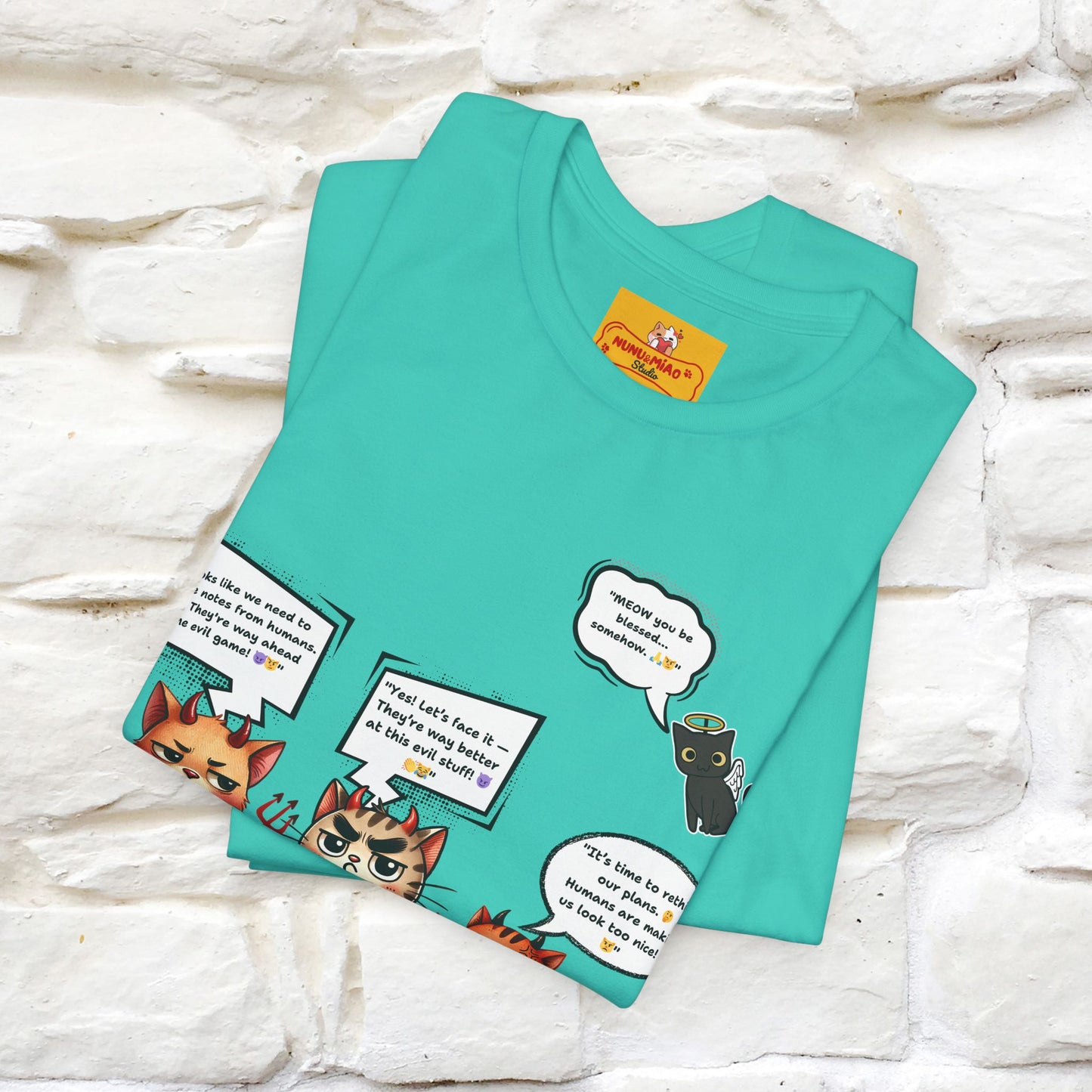 "Humans Are Way Ahead In The Evil Game! 😈😼" Cat  T-shirt |Nunu&Miao Studio - Nunu&Miao Studio