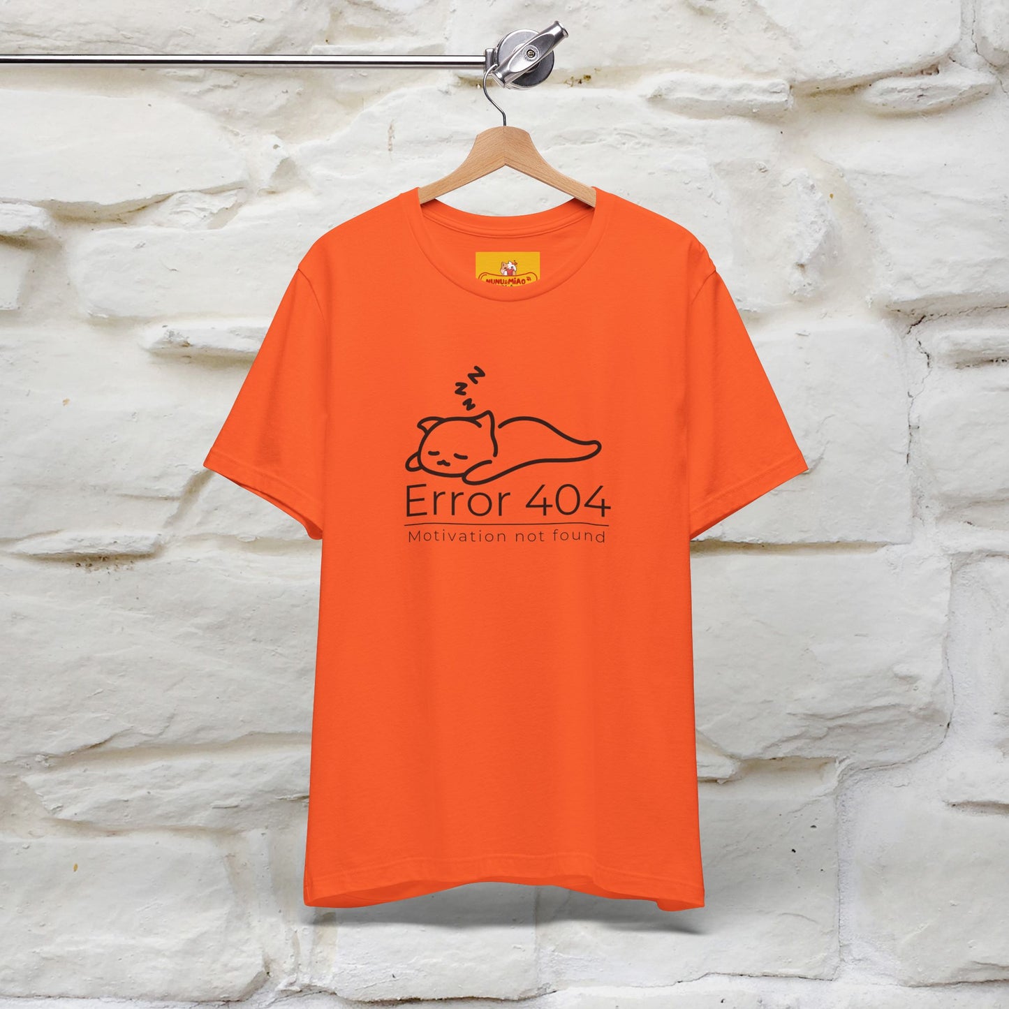 ''Error 404 Motivation Not Found'' Cat T-Shirt Front and Back Design | Nunu&Miao Studio - Nunu&Miao Studio
