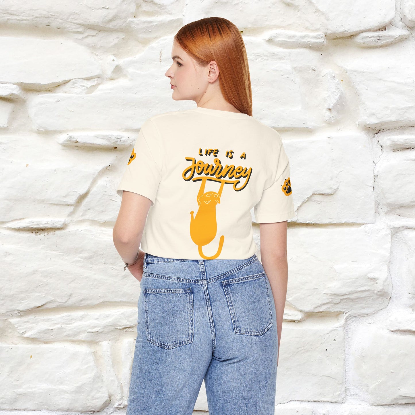 "Life Is A Journey'' Cat T-Shirt | Front & Back Design | Nunu&Miao Studio - Nunu&Miao Studio