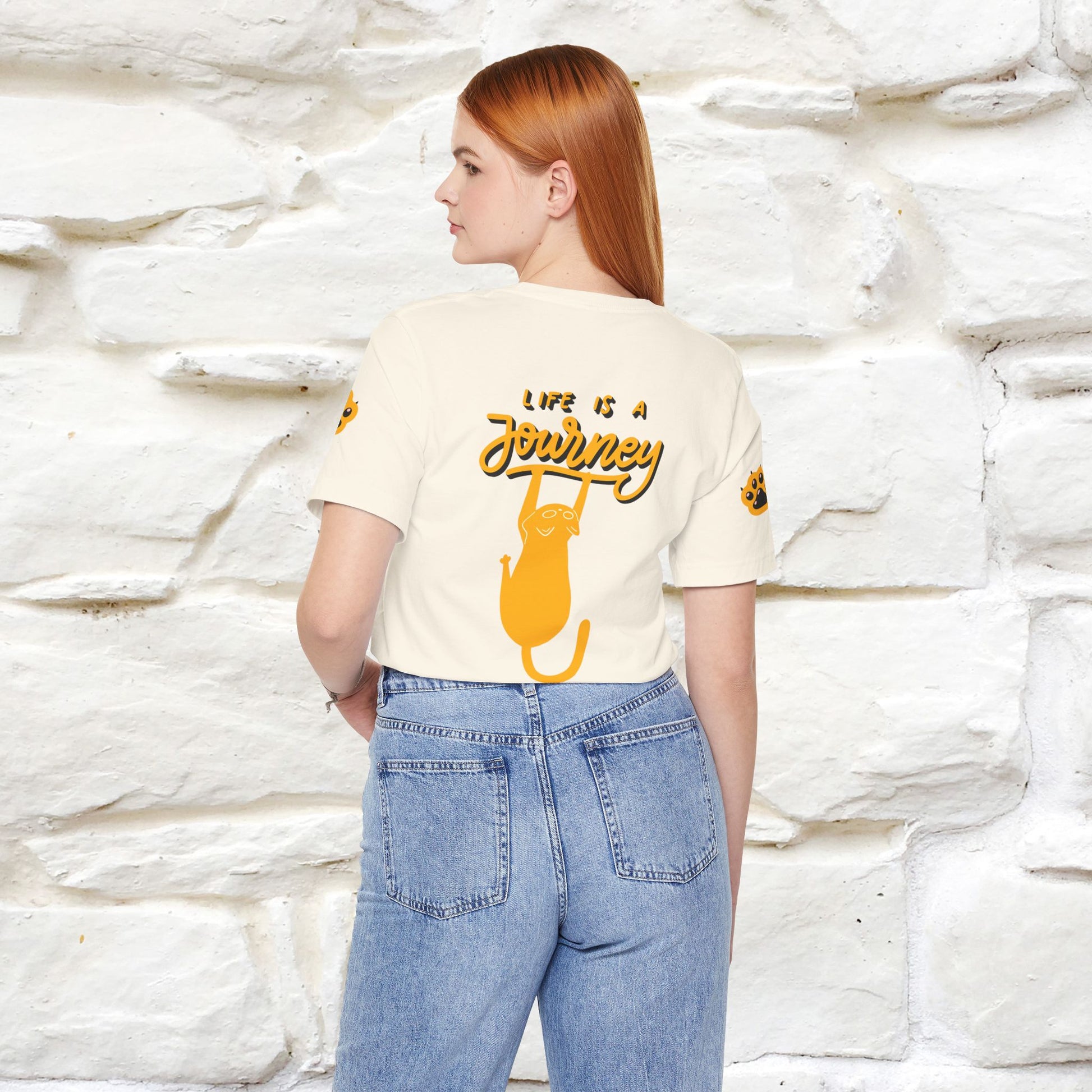 "Life Is A Journey'' Cat T-Shirt | Front & Back Design | Nunu&Miao Studio - Nunu&Miao Studio