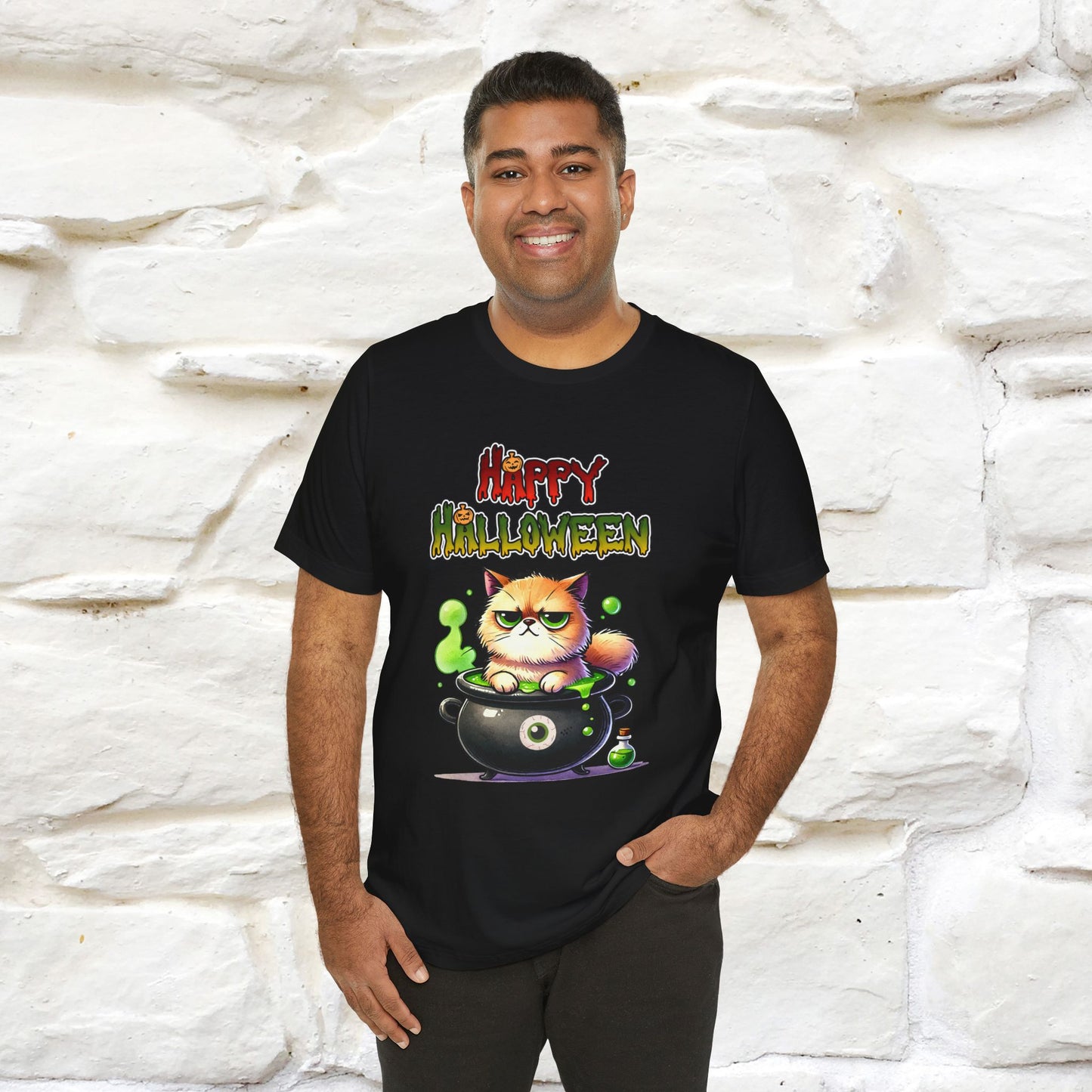 "Angry Cat Happy Halloween" Cat  T-shirt |Nunu&Miao Studio - Nunu&Miao Studio