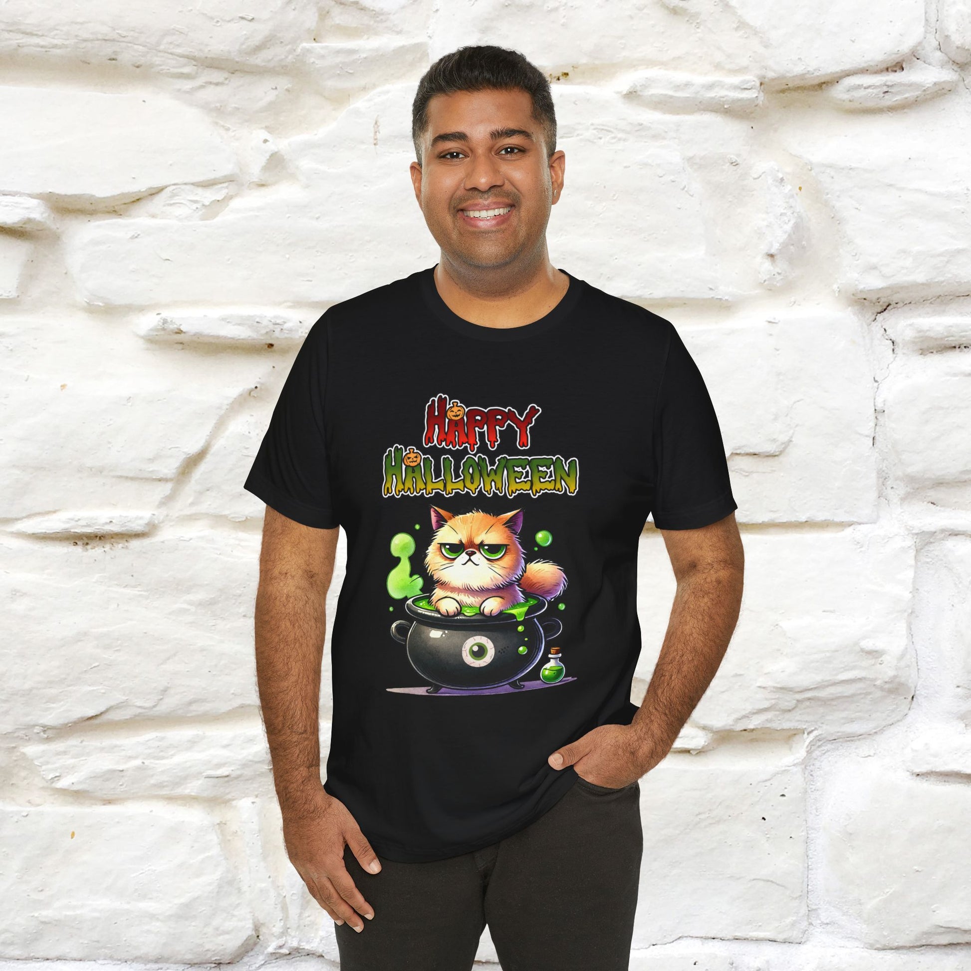 "Angry Cat Happy Halloween" Cat  T-shirt |Nunu&Miao Studio - Nunu&Miao Studio