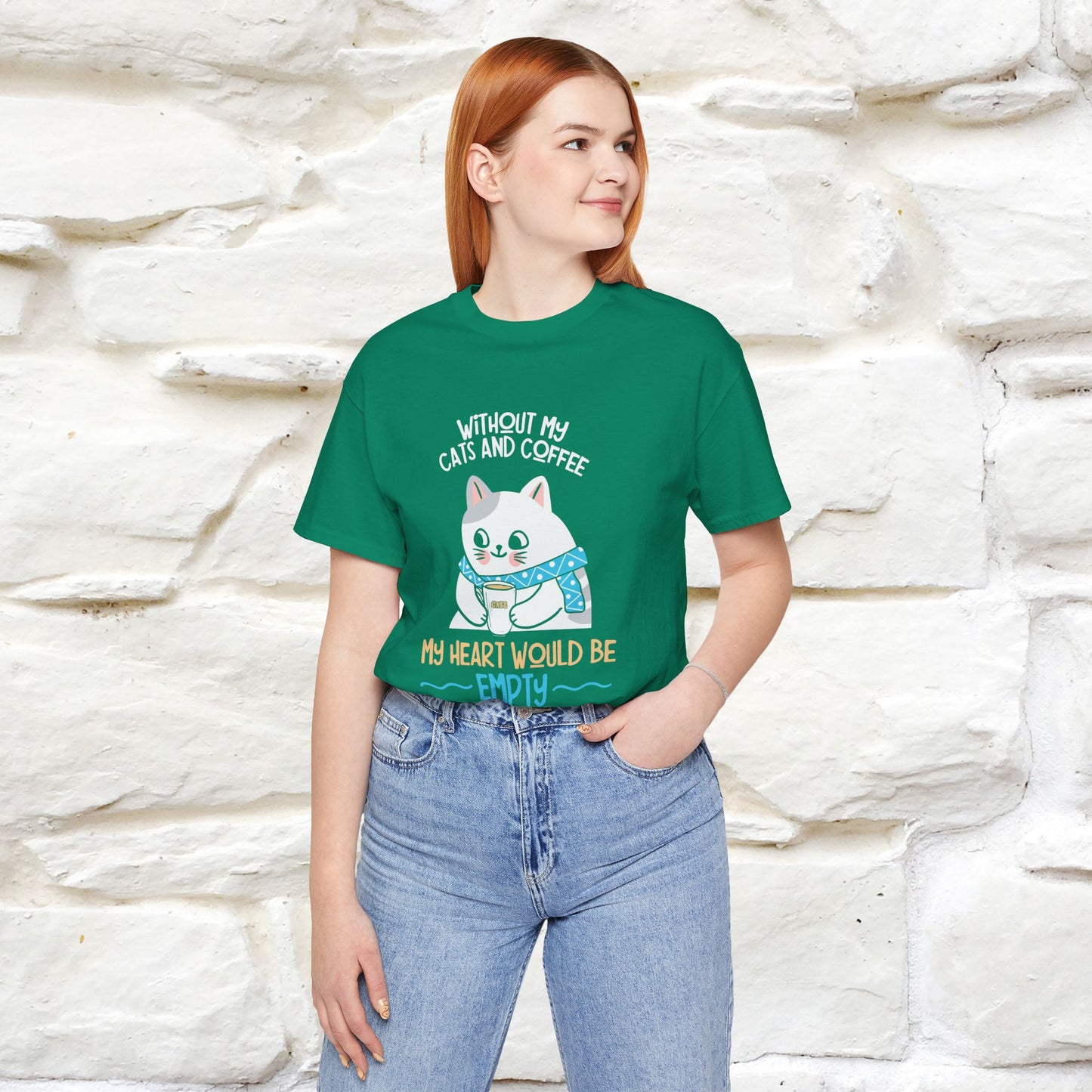 "Without My Cats and Coffee, My Heart Would Be Empty" Cat T-shirt | Nunu&Miao Studio - Nunu&Miao Studio