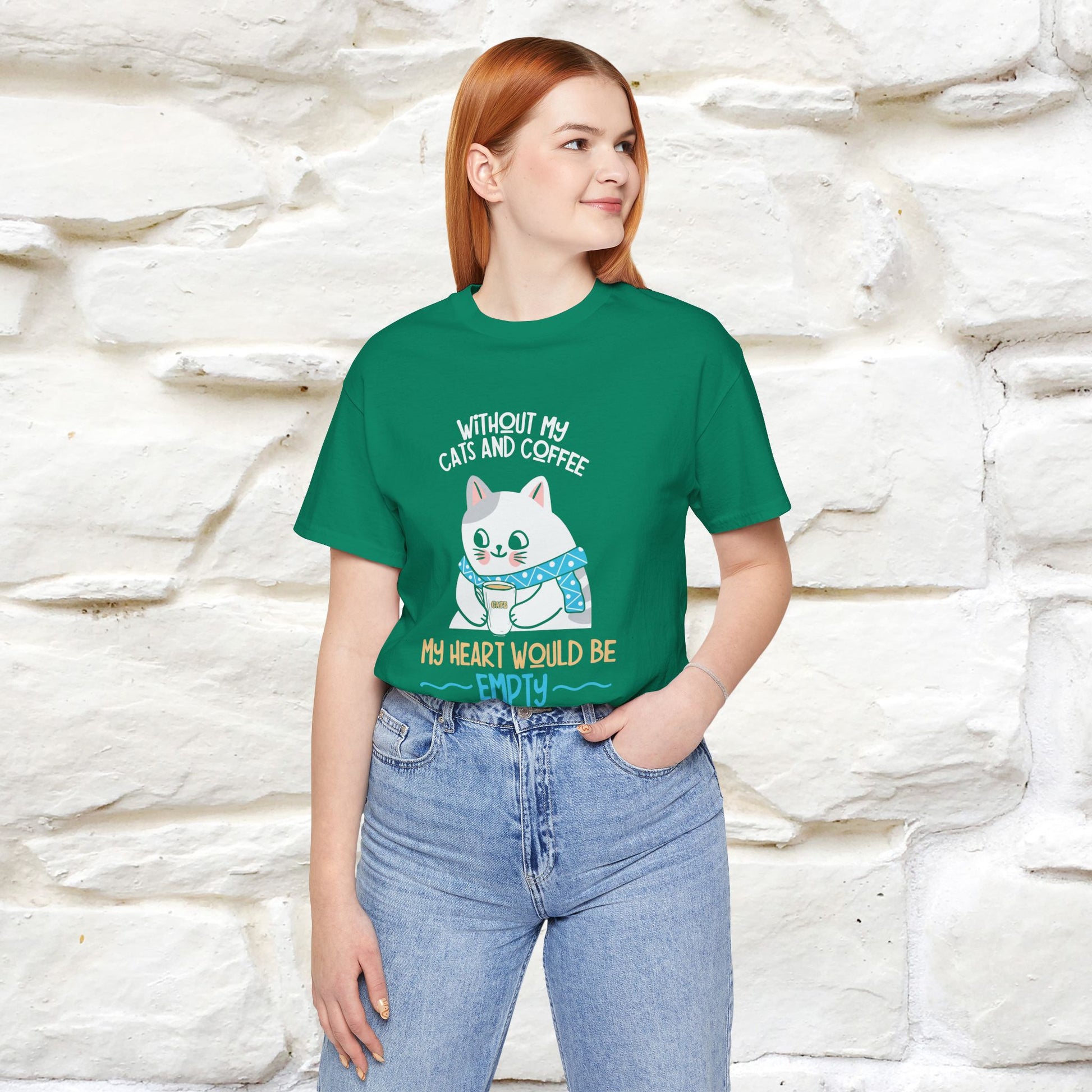 "Without My Cats and Coffee, My Heart Would Be Empty" Cat T-shirt | Nunu&Miao Studio - Nunu&Miao Studio