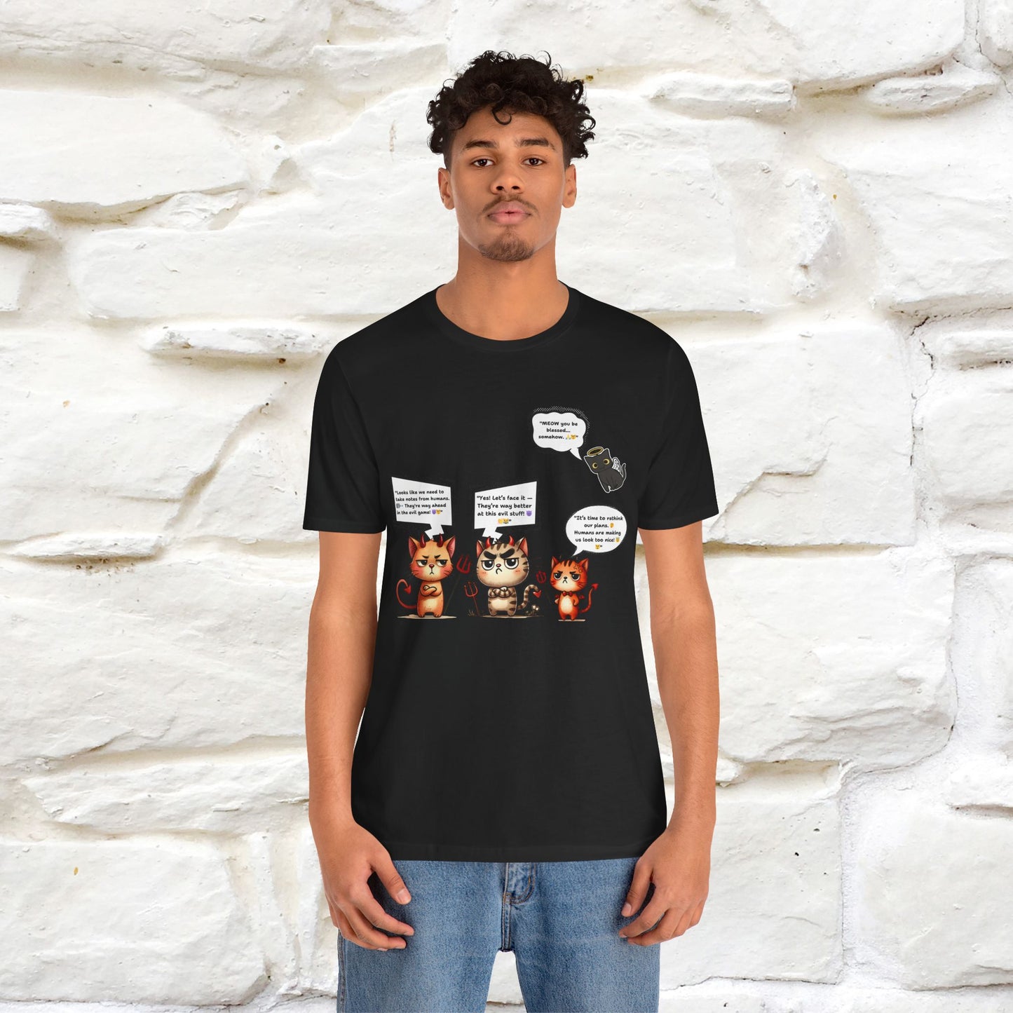 "Humans Are Way Ahead In The Evil Game! 😈😼" Cat  T-shirt |Nunu&Miao Studio - Nunu&Miao Studio