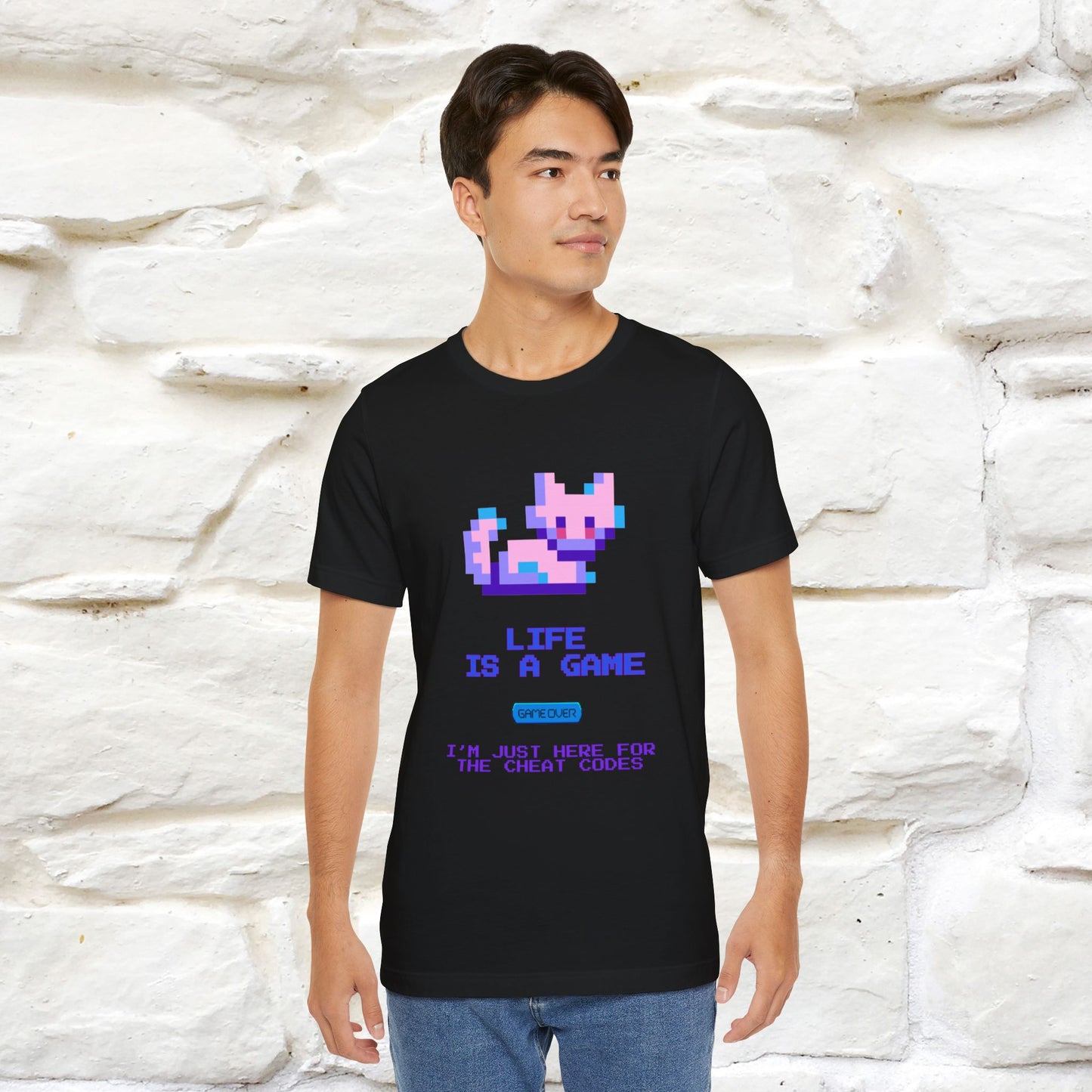 "Life Is A Game, I Am Just Here Fo The Cheat Code"  Cat T-Shirt | Nunu&Miao Studio - Nunu&Miao Studio