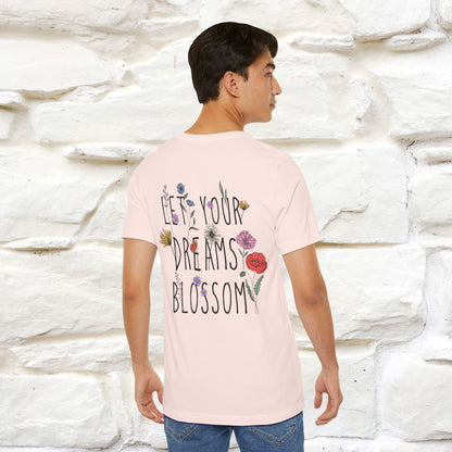 "Let Your Dreams Blossom'' Cat T-Shirt Front and Back Design | Nunu&Miao Studio - Nunu&Miao Studio