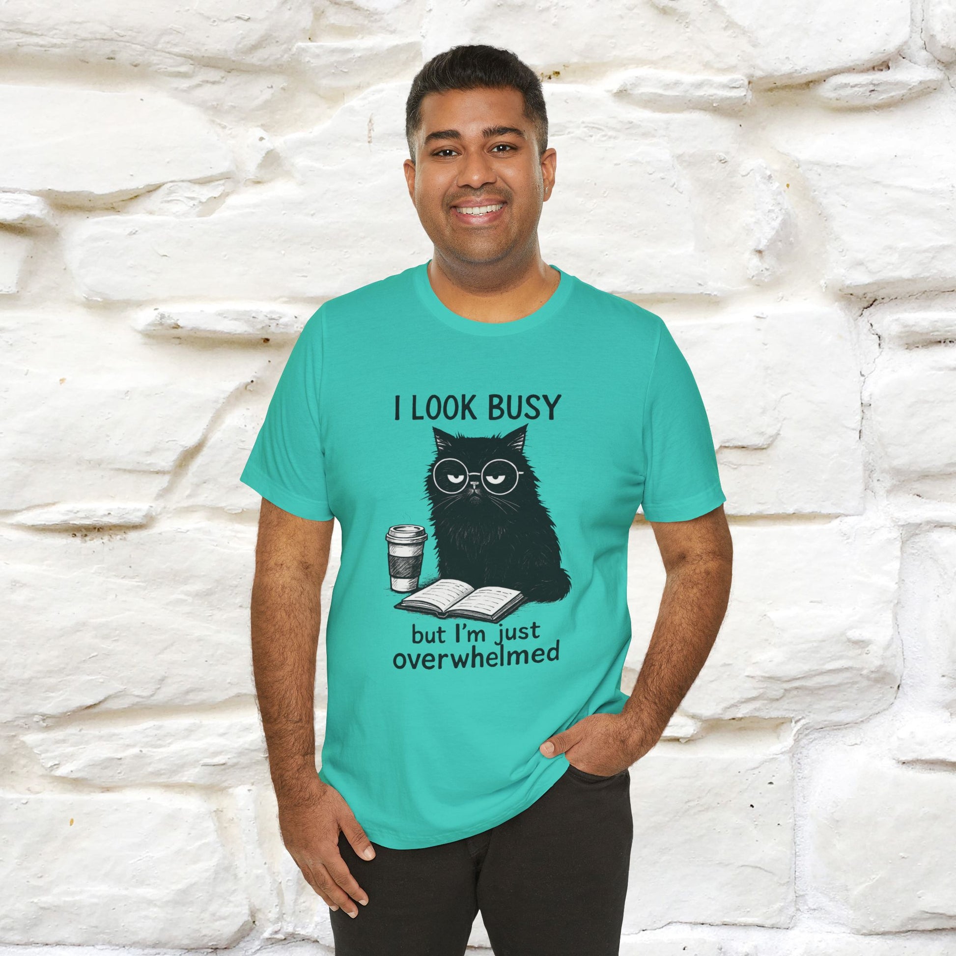 "I Look Busy But I'm Just Overwhelmed" |Cat T-Shirt | Nunu&Miao Studio - Nunu&Miao Studio