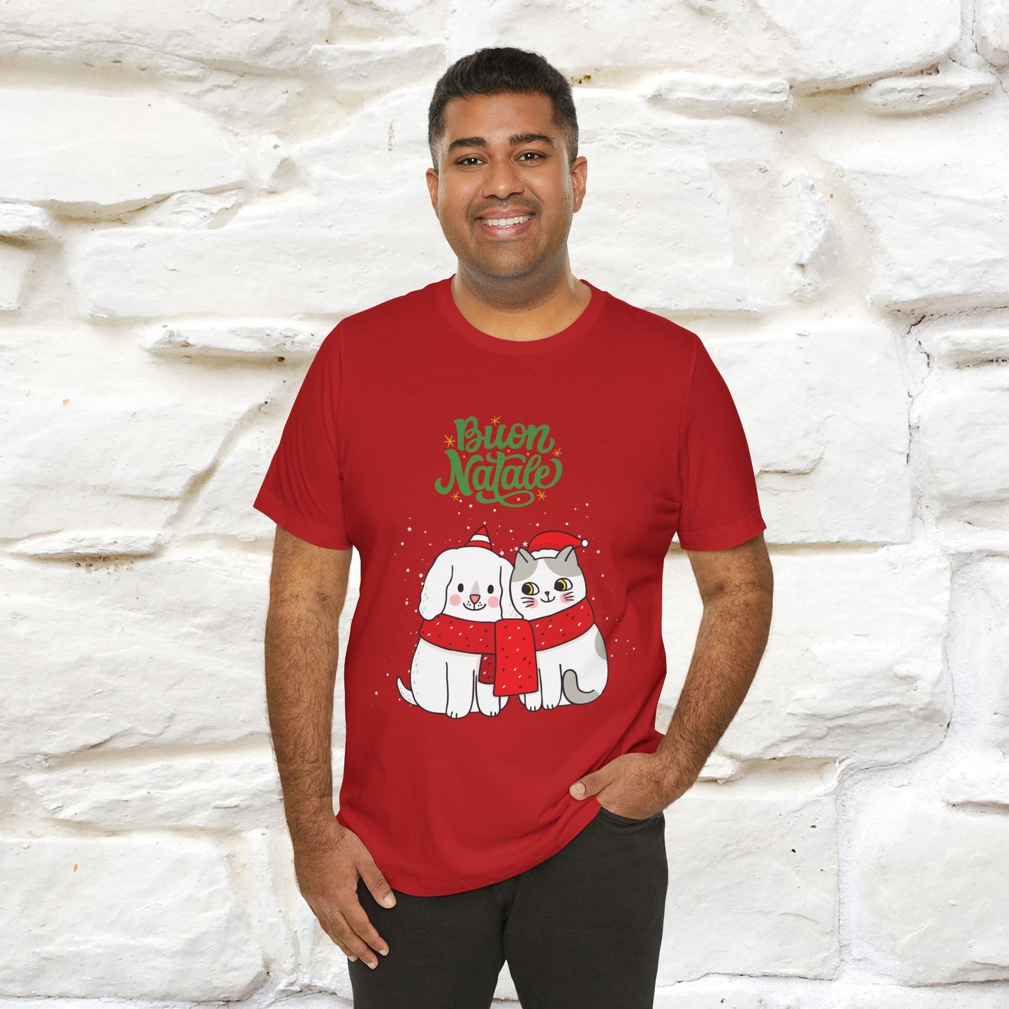 ''Buon Natale Cat and Dog'' Christmas T-shirt  | Nunu&Miao Studio - Nunu&Miao Studio