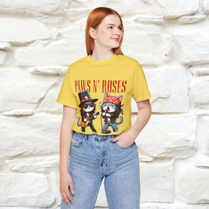 Paws N' Roses T-Shirt | Rock-Inspired Cat Lover  | Nunu&Miao Studio - Nunu&Miao Studio