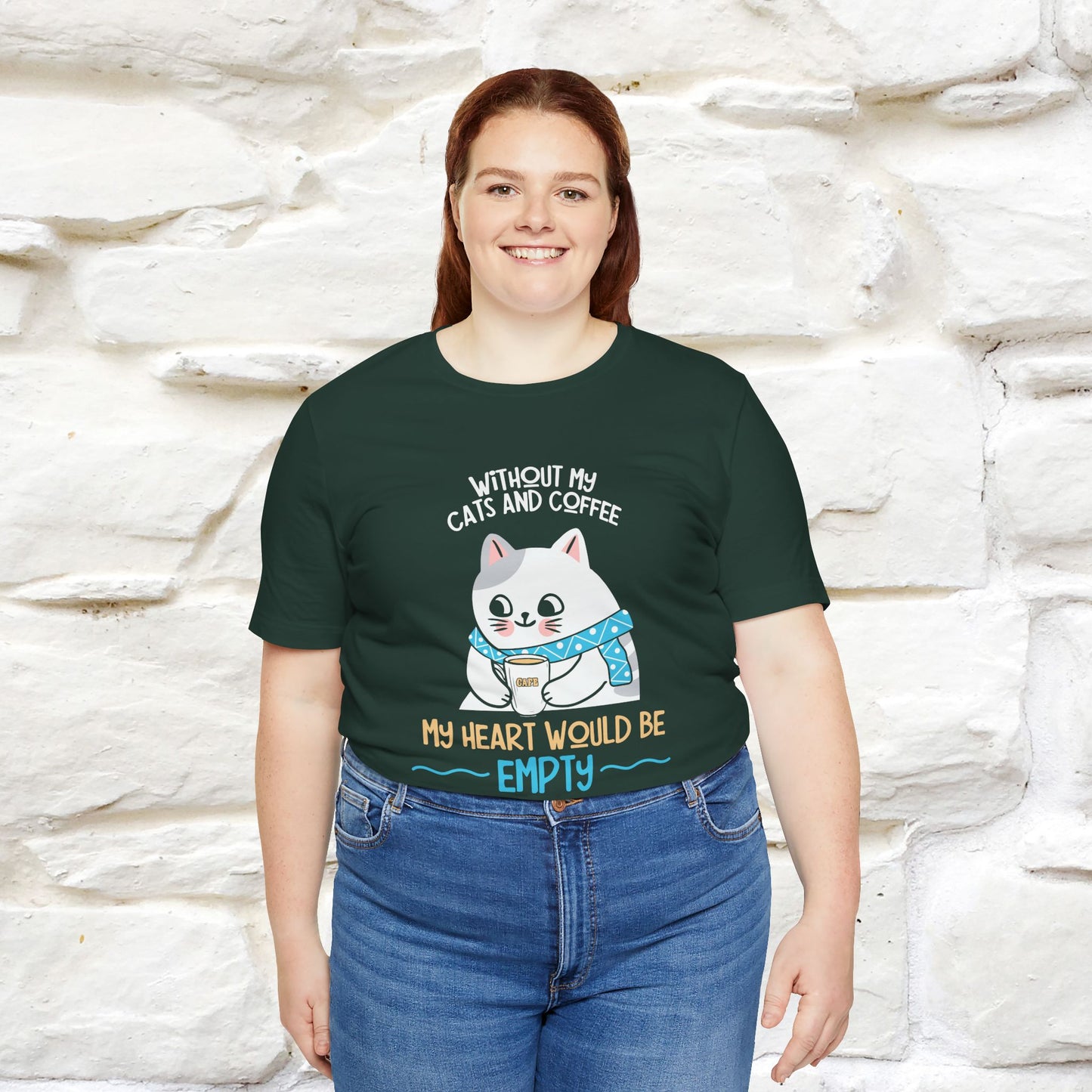 "Without My Cats and Coffee, My Heart Would Be Empty" Cat T-shirt | Nunu&Miao Studio - Nunu&Miao Studio