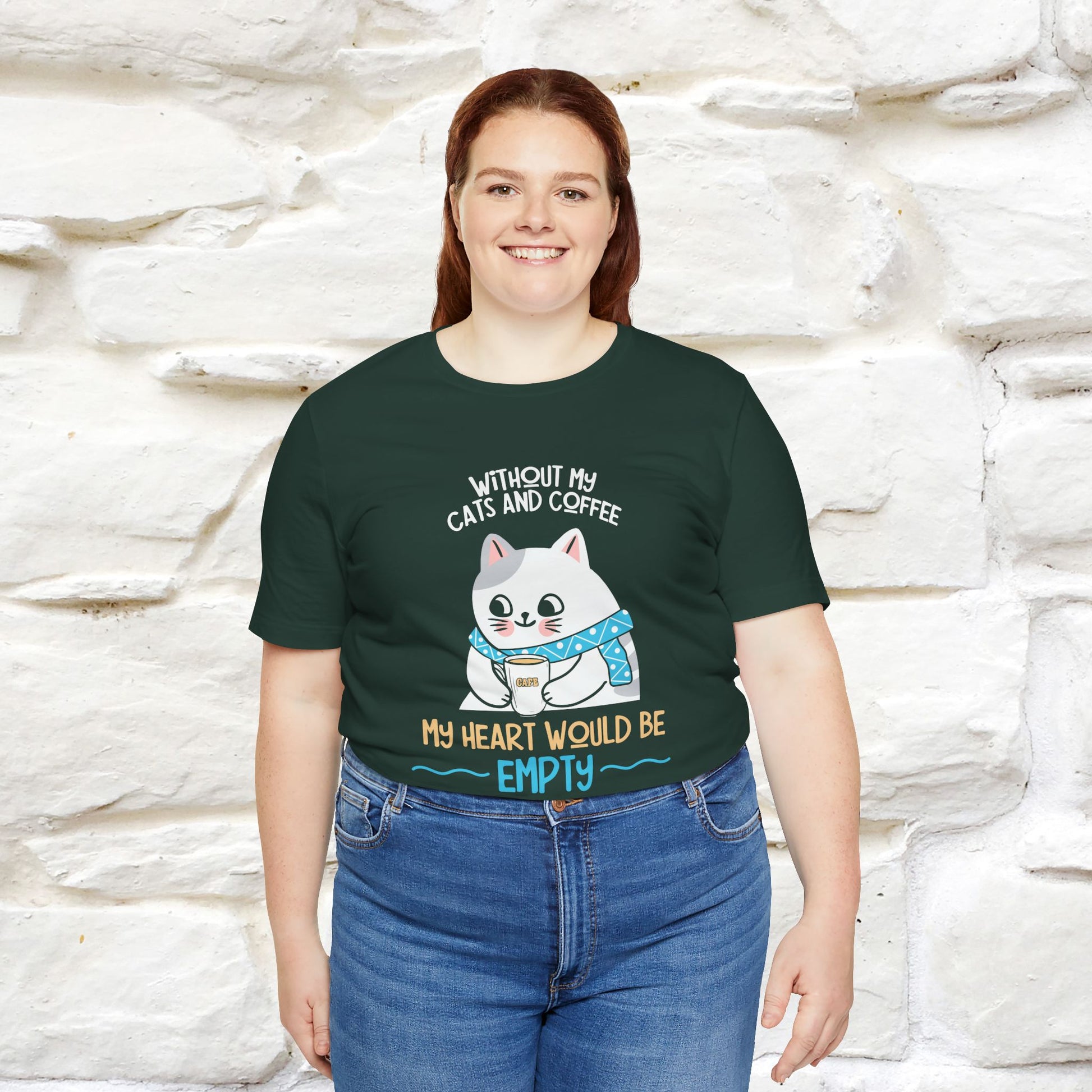"Without My Cats and Coffee, My Heart Would Be Empty" Cat T-shirt | Nunu&Miao Studio - Nunu&Miao Studio