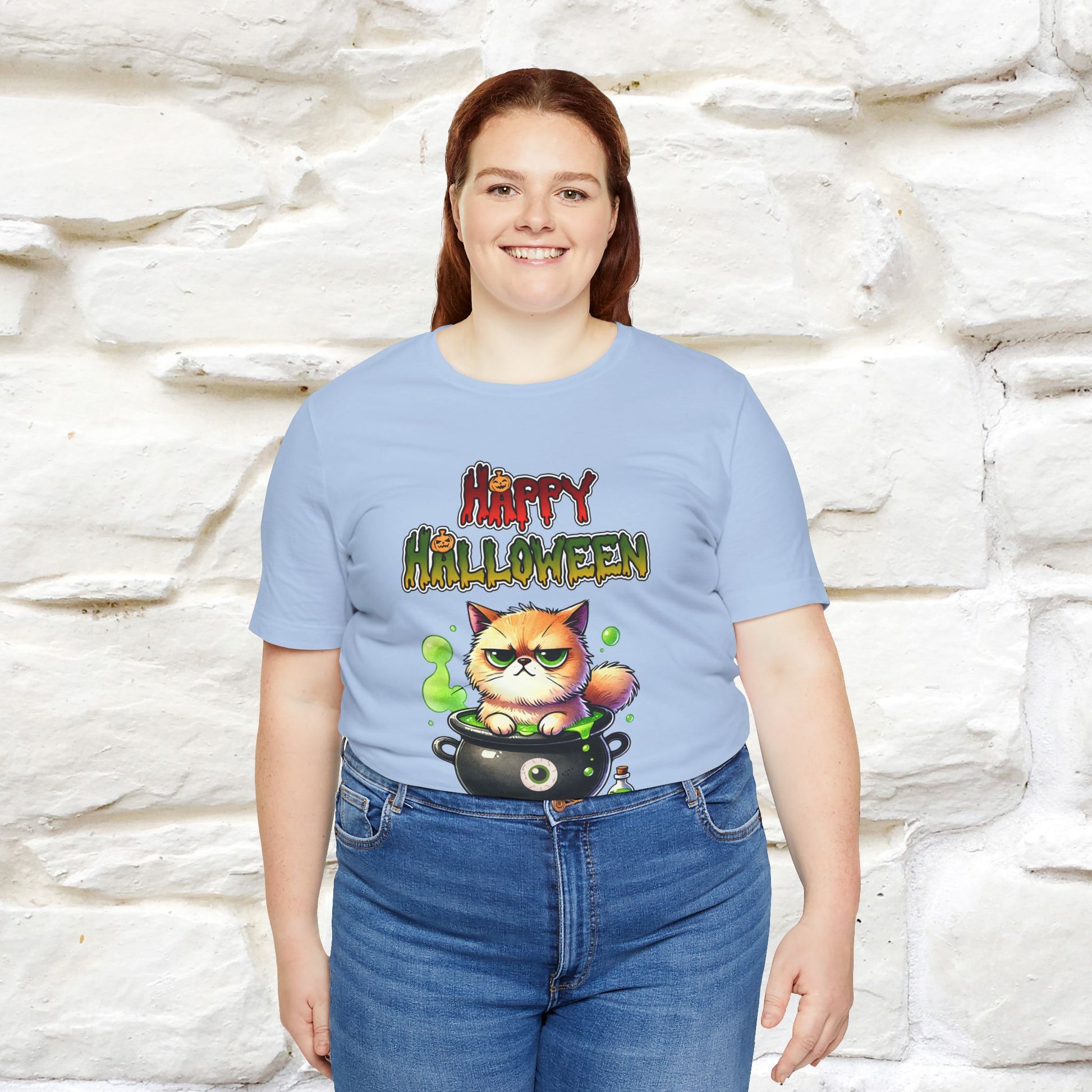 "Angry Cat Happy Halloween" Cat  T-shirt |Nunu&Miao Studio - Nunu&Miao Studio