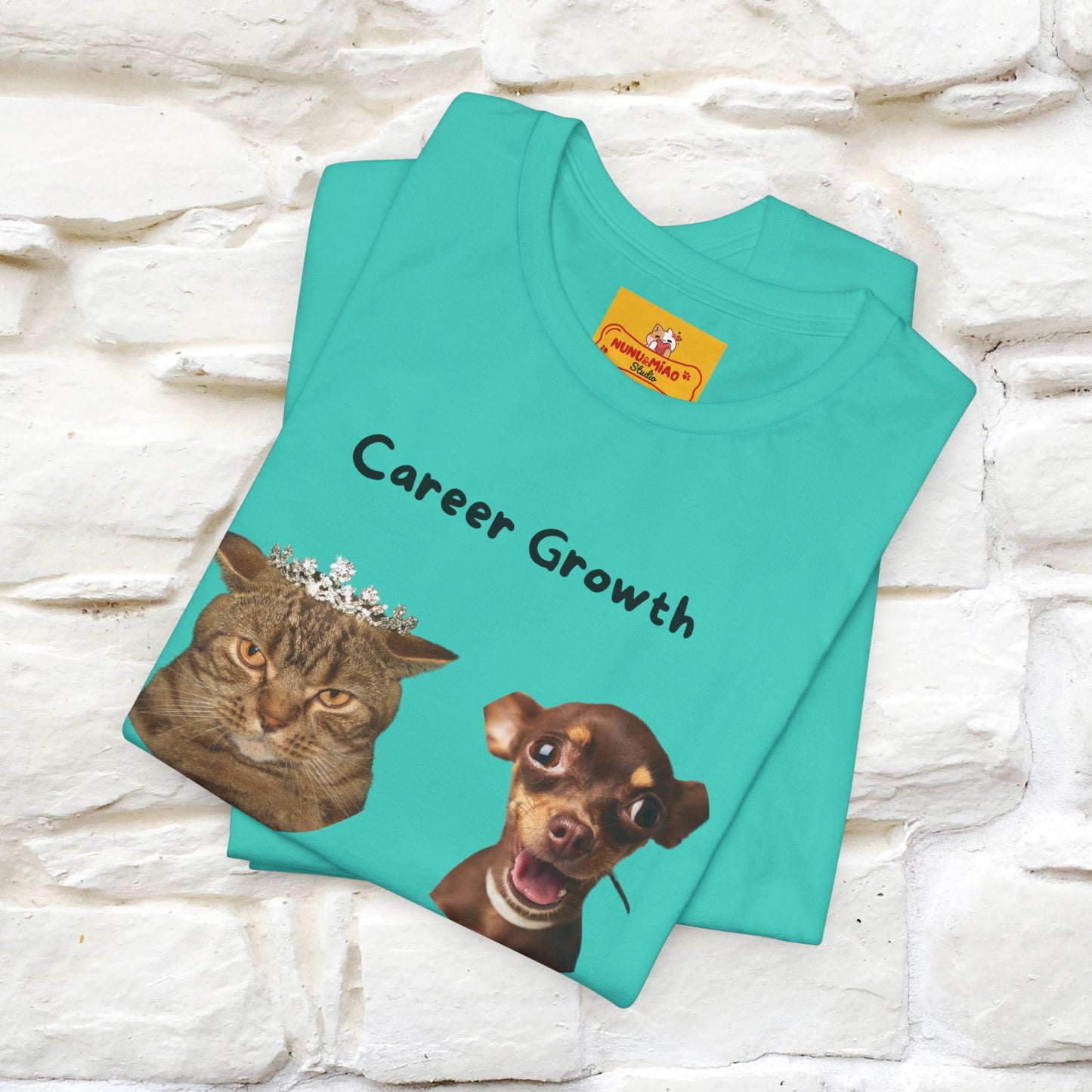 "Career Growth: Cat vs. Dog" | Cat T-Shirt | Nunu&Miao Studio - Nunu&Miao Studio