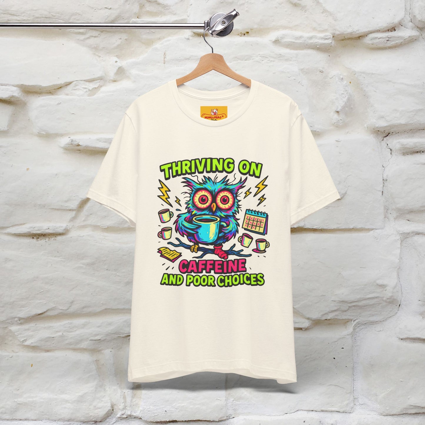 ''Thriving On Caffeine And Poor Choices''|  Sarcastic Cat T-Shirt | Nunu&Miao Studio