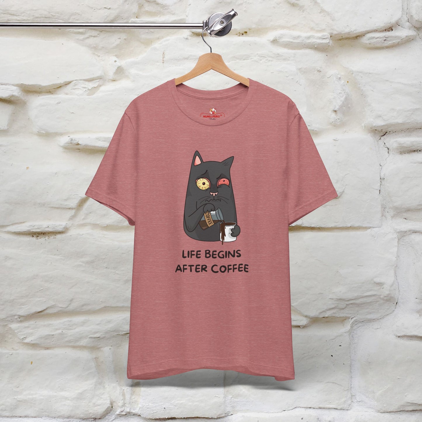 ''Life Begings After Coffe''  Cat T-shirt for Men and Women  100% Cotton* - Nunu&Miao Studio