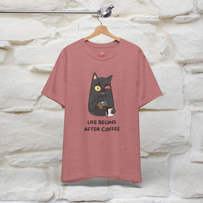 ''Life Begings After Coffe''  Cat T-shirt for Men and Women  100% Cotton* - Nunu&Miao Studio