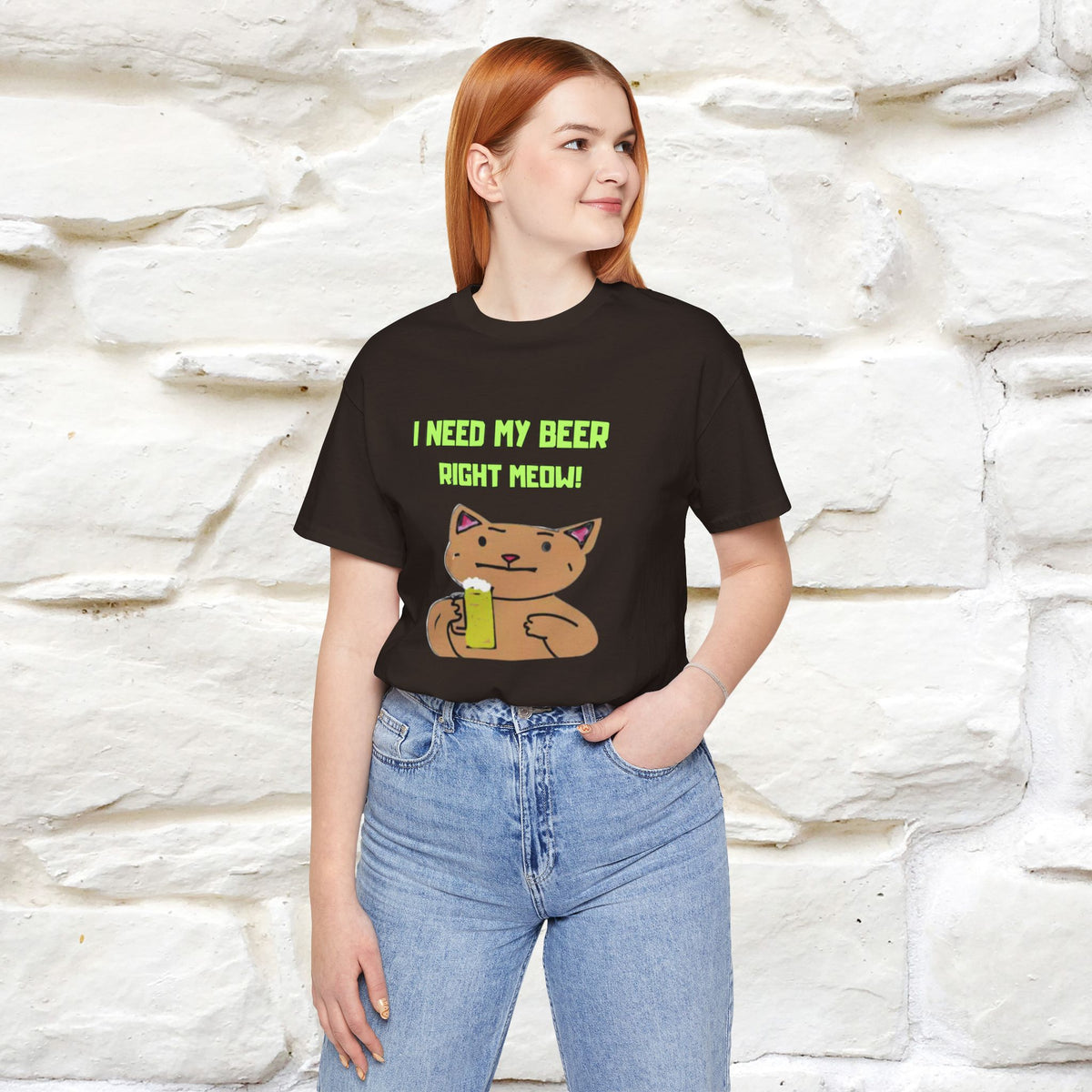 "I Need My Beer Right Meow!" Cat  T-shirt |Nunu&Miao Studio
