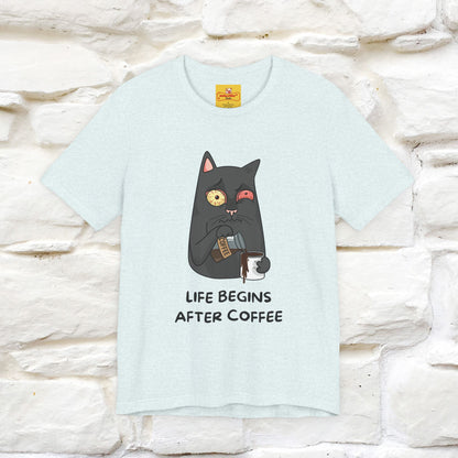 ''Life Begings After Coffe''  Cat T-shirt for Men and Women  100% Cotton*