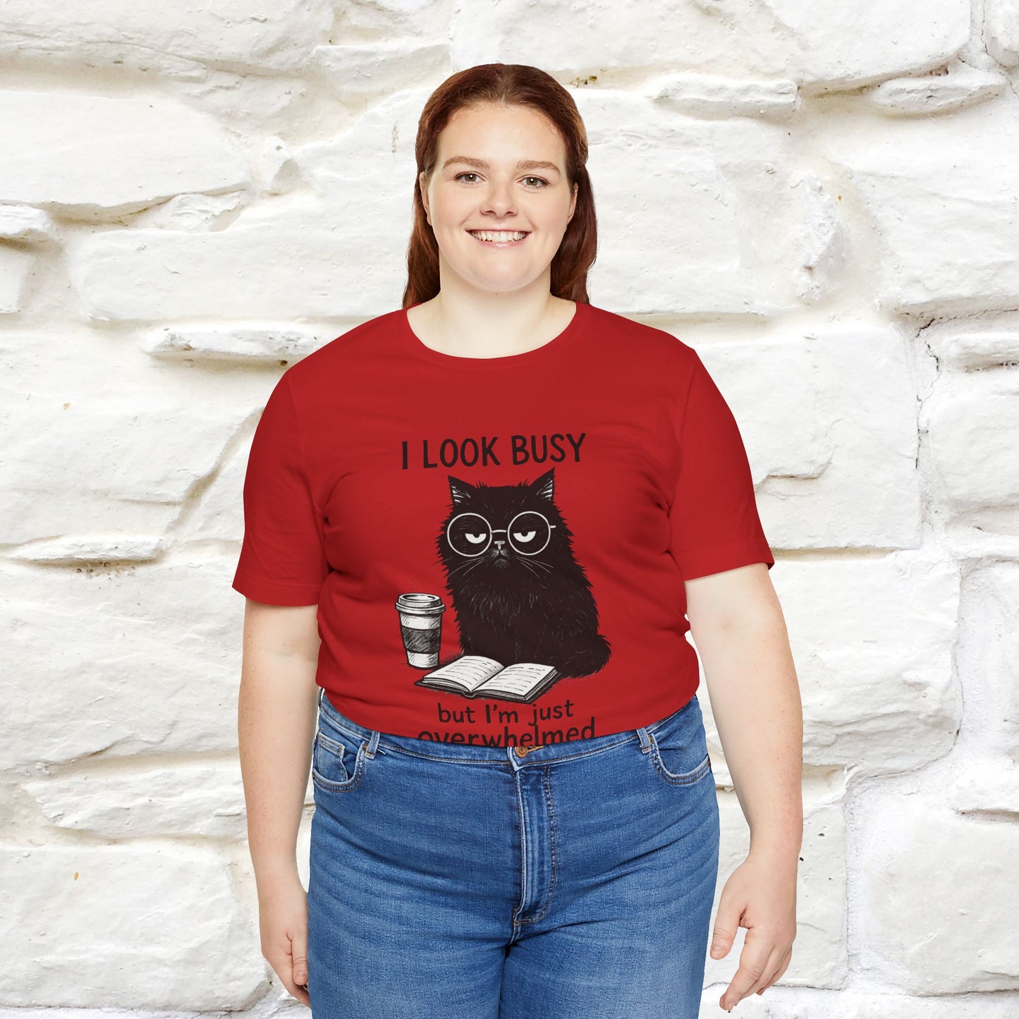 "I Look Busy But I'm Just Overwhelmed" |Cat T-Shirt | Nunu&Miao Studio - Nunu&Miao Studio