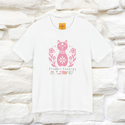 "Positive Energy'' Cat T-Shirt Front and Back Design | Nunu&Miao Studio - Nunu&Miao Studio
