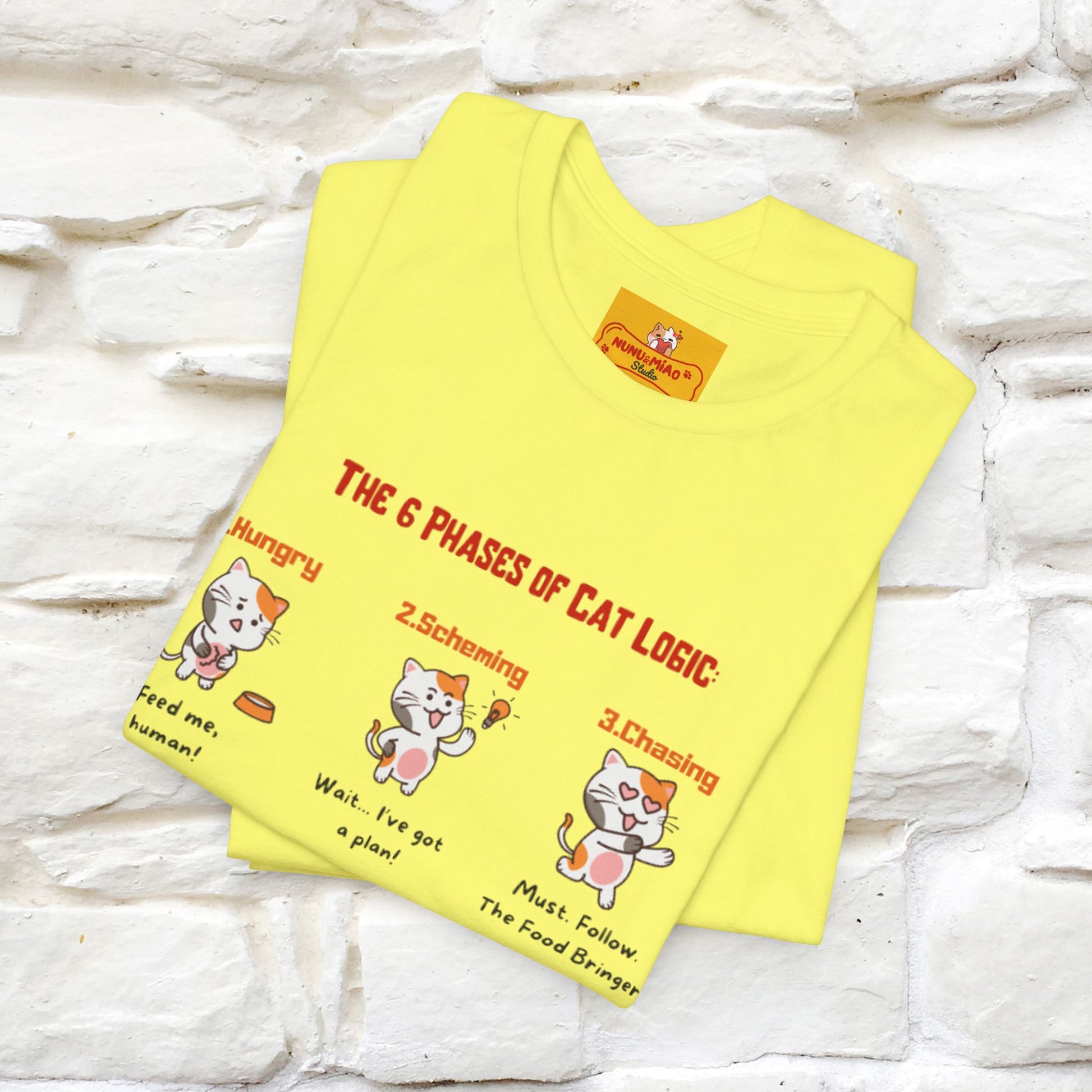 "The 6 Phases of Cat Logic" Hilarious Cat T-Shirt  | Nunu&Miao Studio - Nunu&Miao Studio