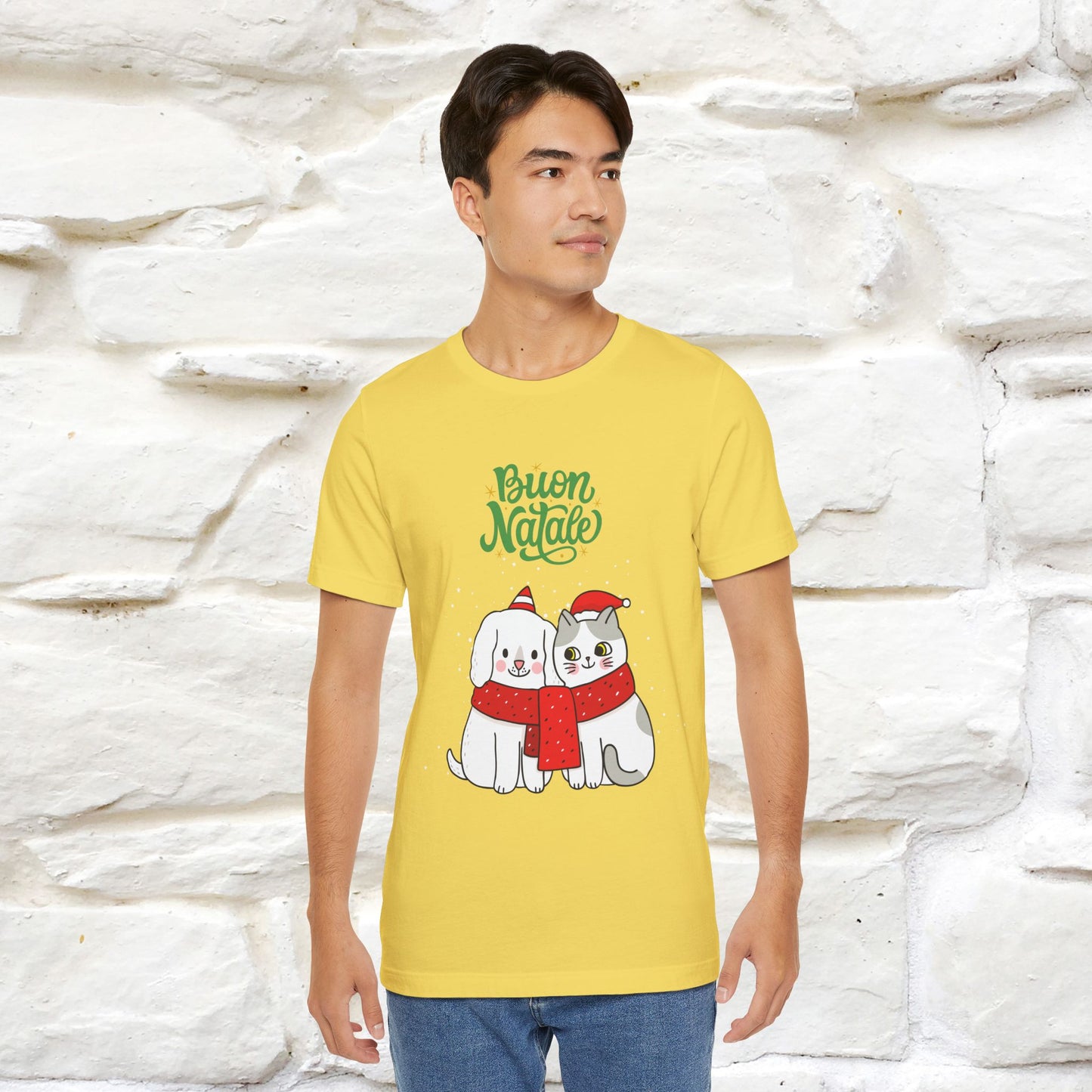 ''Buon Natale Cat and Dog'' Christmas T-shirt  | Nunu&Miao Studio - Nunu&Miao Studio