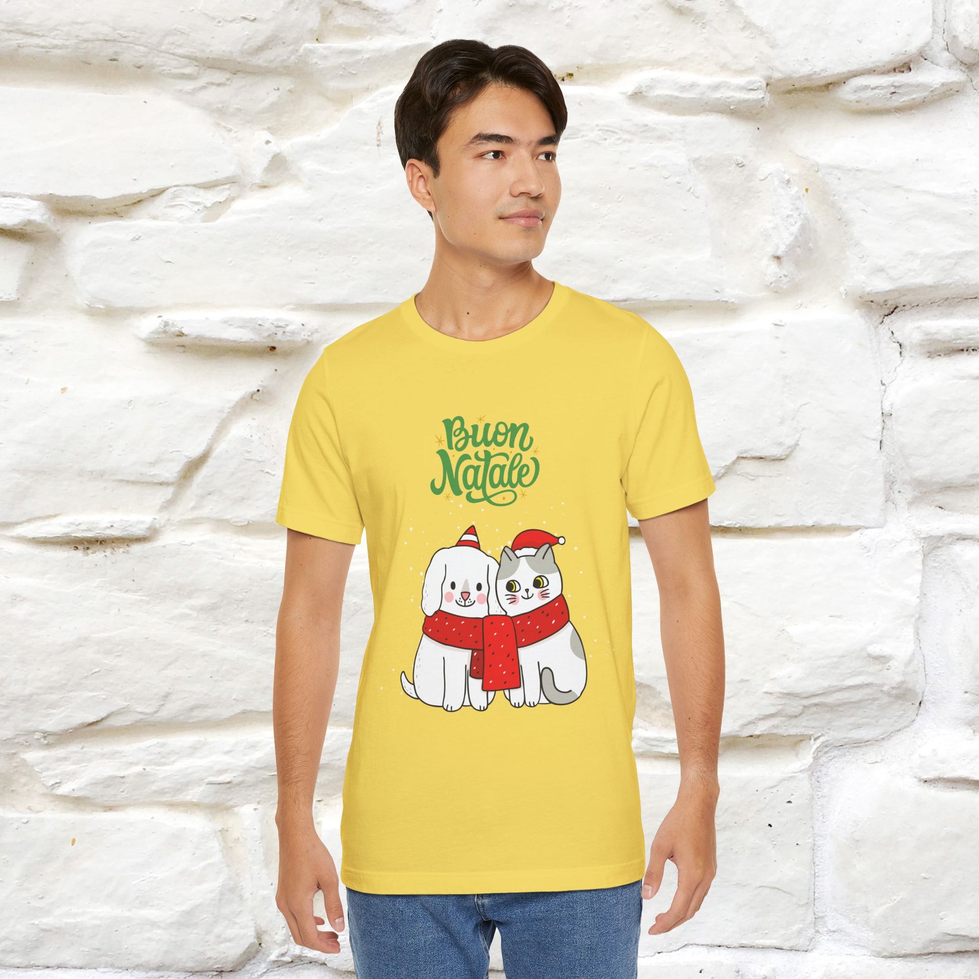 ''Buon Natale Cat and Dog'' Christmas T-shirt  | Nunu&Miao Studio - Nunu&Miao Studio