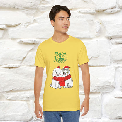 ''Buon Natale Cat and Dog'' Christmas T-shirt  | Nunu&Miao Studio - Nunu&Miao Studio