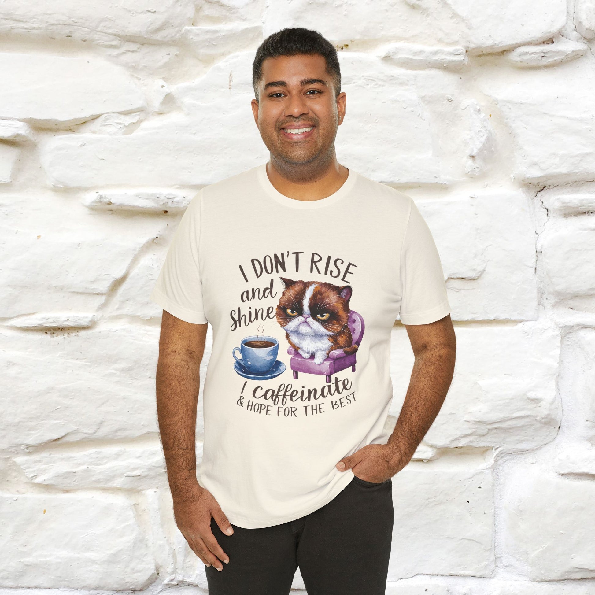 I Don’t Rise and Shine, I Caffeinate ....| Funny Cat T-Shirt| Nunu&Miao Studio - Nunu&Miao Studio