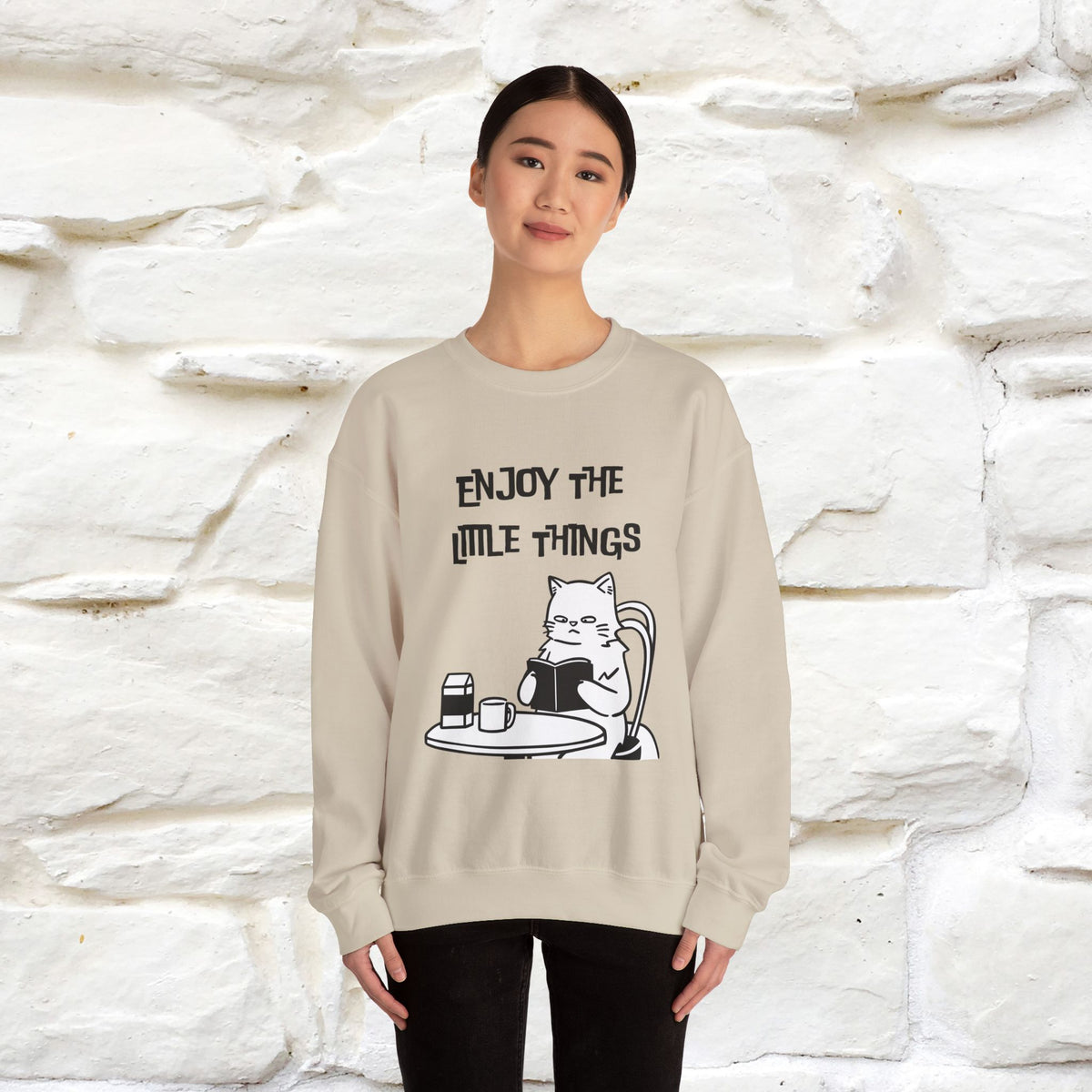 ''Enjoy the Little Things'' | Cute Cat Sweatshirt | Nunu&Miao Studio