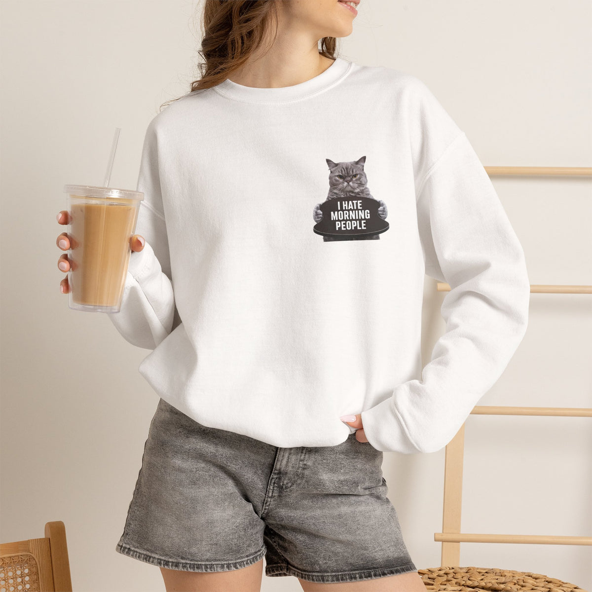 "I Hate Morning People'' |Cat Sweatshirt | Nunu&Miao Studio