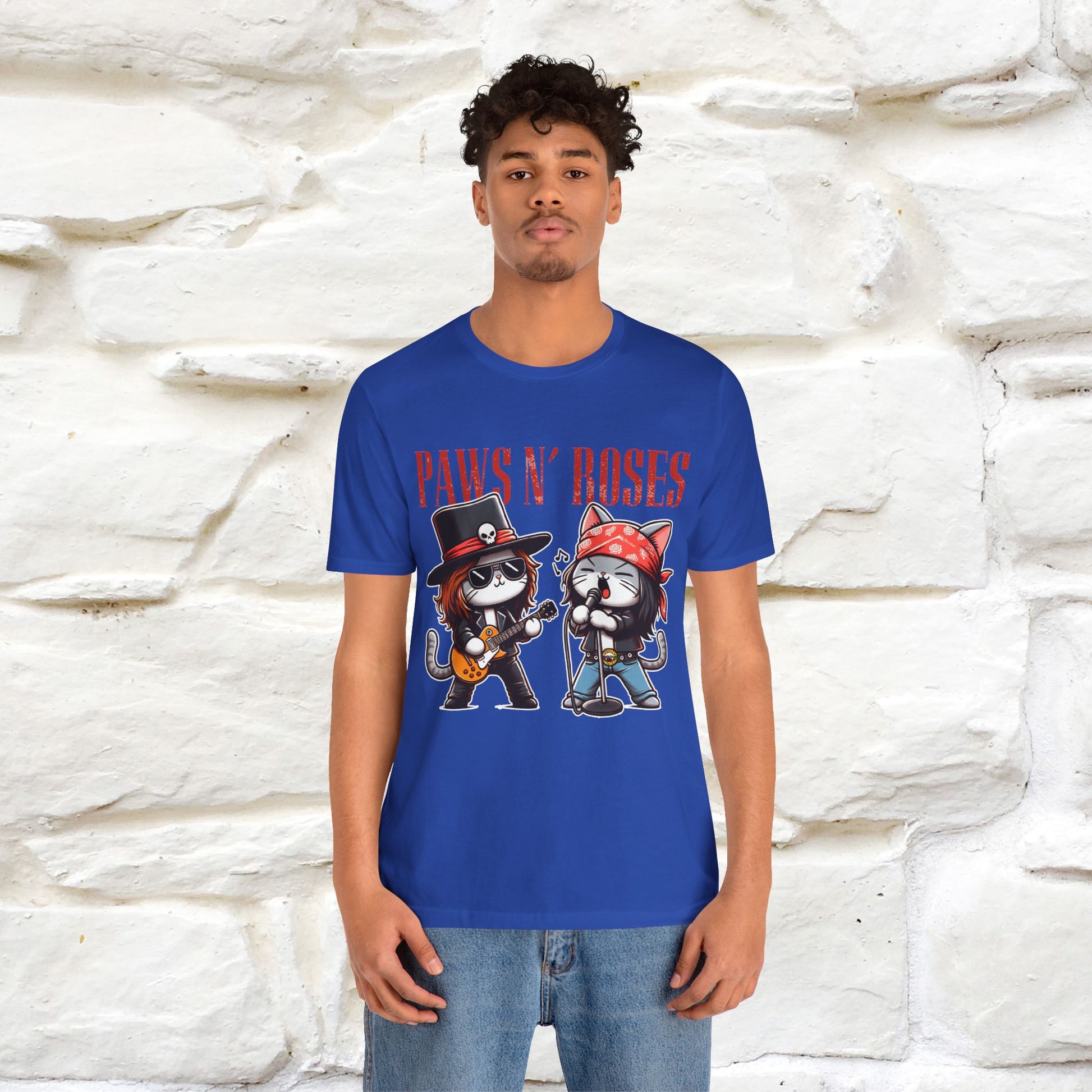 Paws N' Roses T-Shirt | Rock-Inspired Cat Lover  | Nunu&Miao Studio - Nunu&Miao Studio