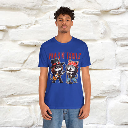 Paws N' Roses T-Shirt | Rock-Inspired Cat Lover  | Nunu&Miao Studio - Nunu&Miao Studio