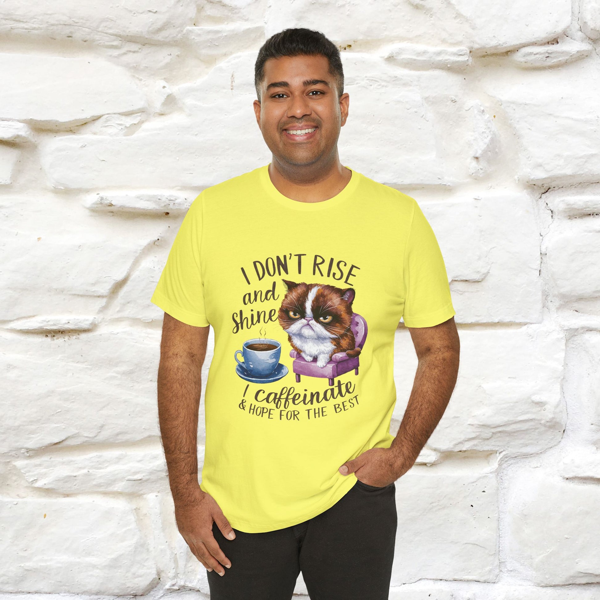 I Don’t Rise and Shine, I Caffeinate ....| Funny Cat T-Shirt| Nunu&Miao Studio - Nunu&Miao Studio
