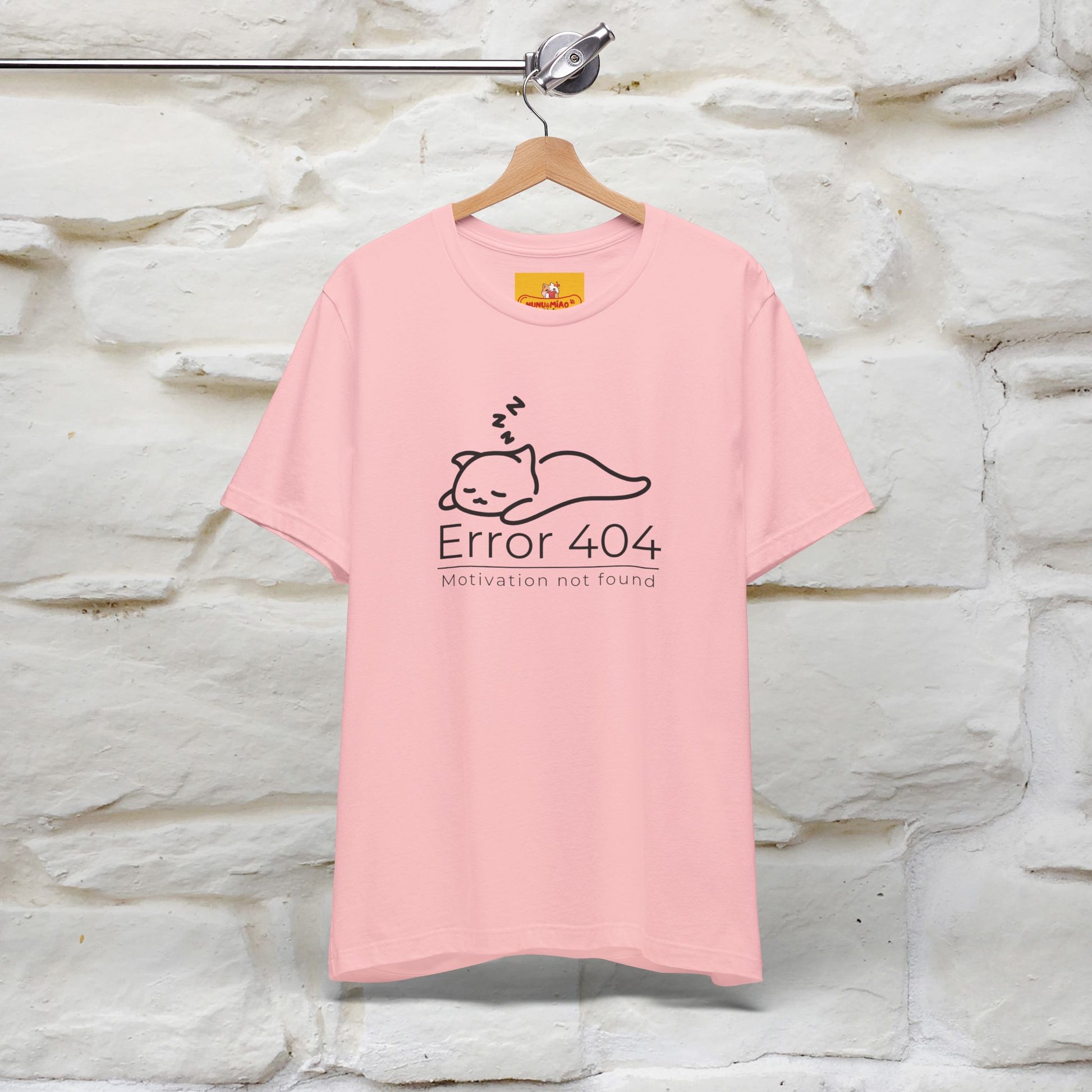 ''Error 404 Motivation Not Found'' Cat T-Shirt Front and Back Design | Nunu&Miao Studio - Nunu&Miao Studio