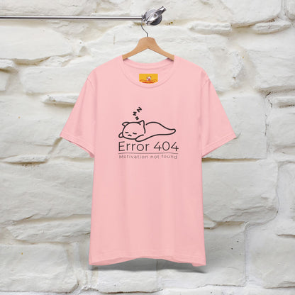 ''Error 404 Motivation Not Found'' Cat T-Shirt Front and Back Design | Nunu&Miao Studio - Nunu&Miao Studio