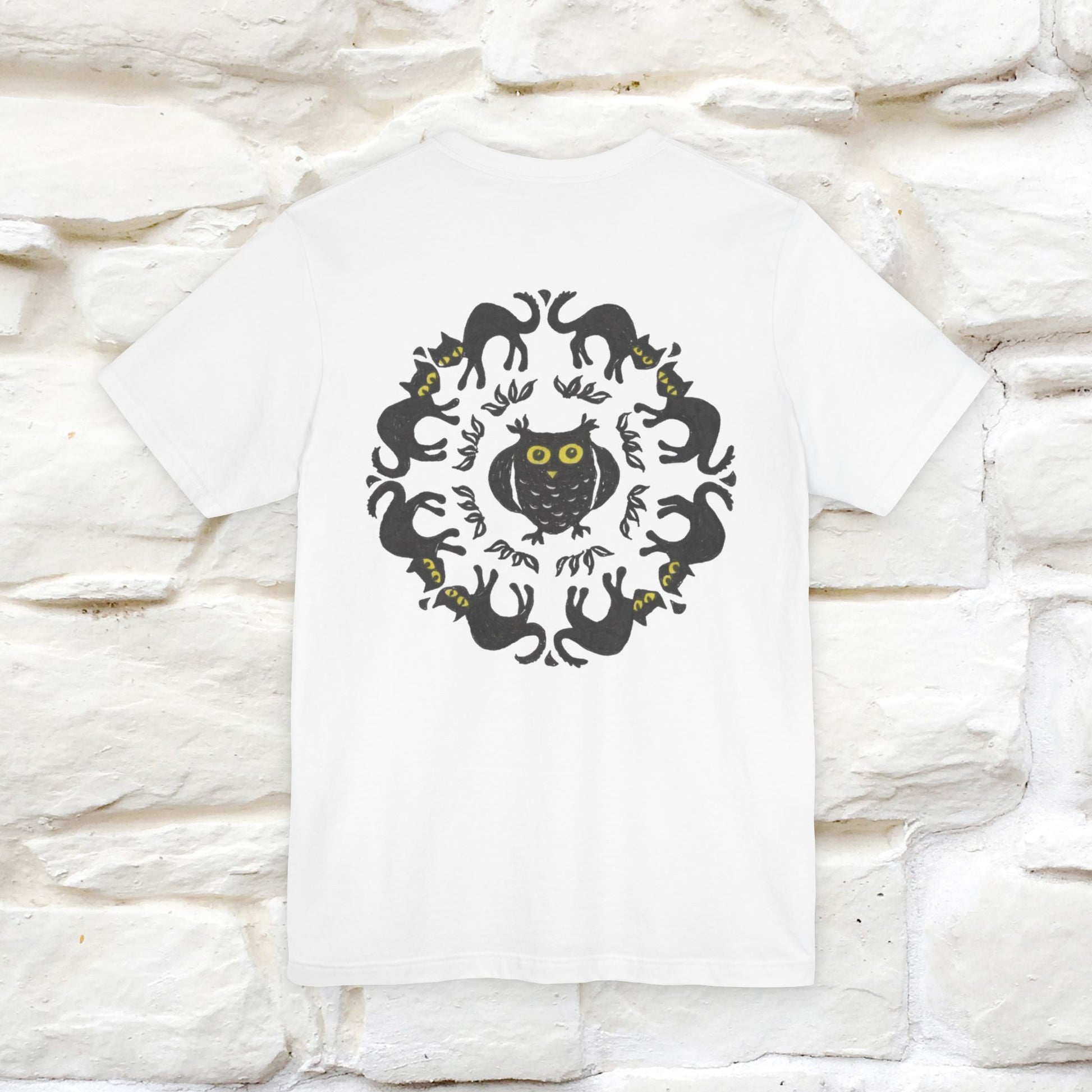 ''Black Cat Circle'' Cat T-Shirt Front and Back Design | Nunu&Miao Studio - Nunu&Miao Studio