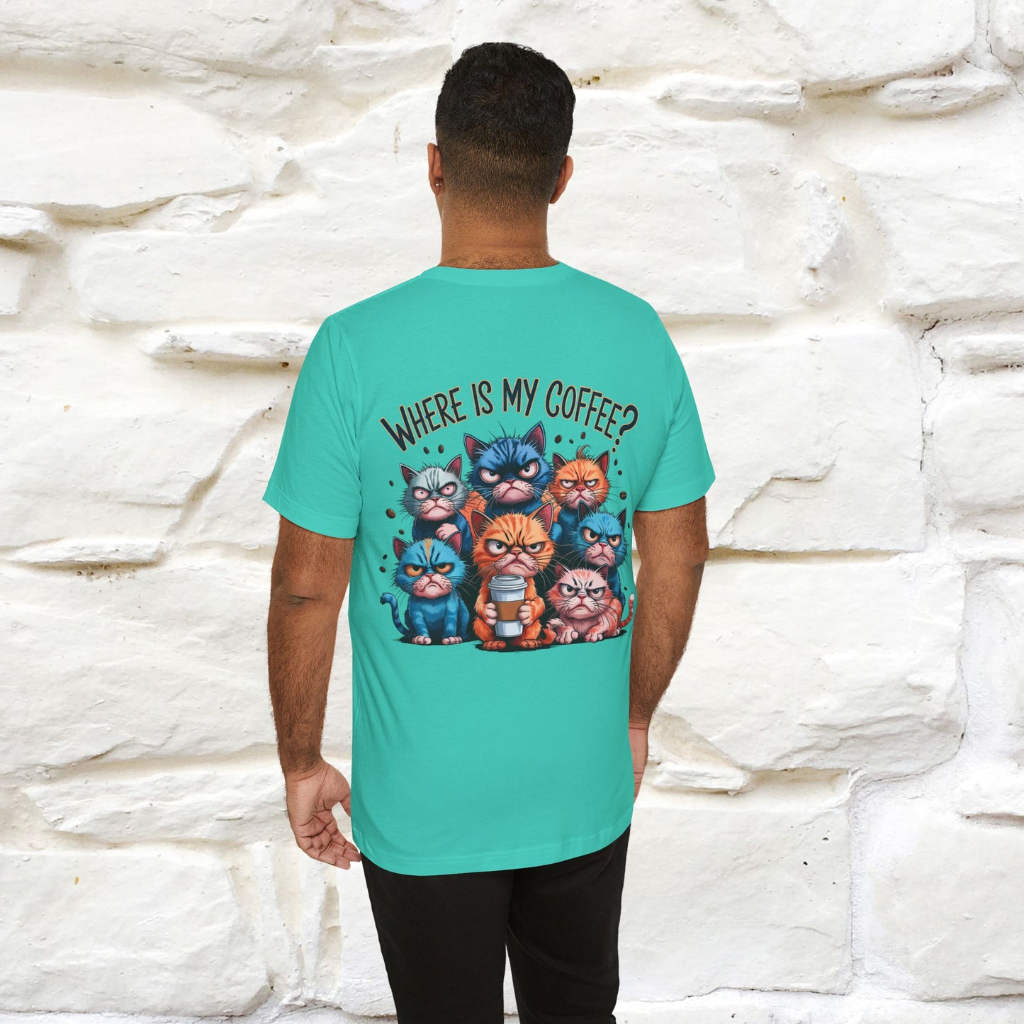 "Where Is My Coffe?" Cat T-Shirt | Front & Back Design | Nunu&Miao Studio