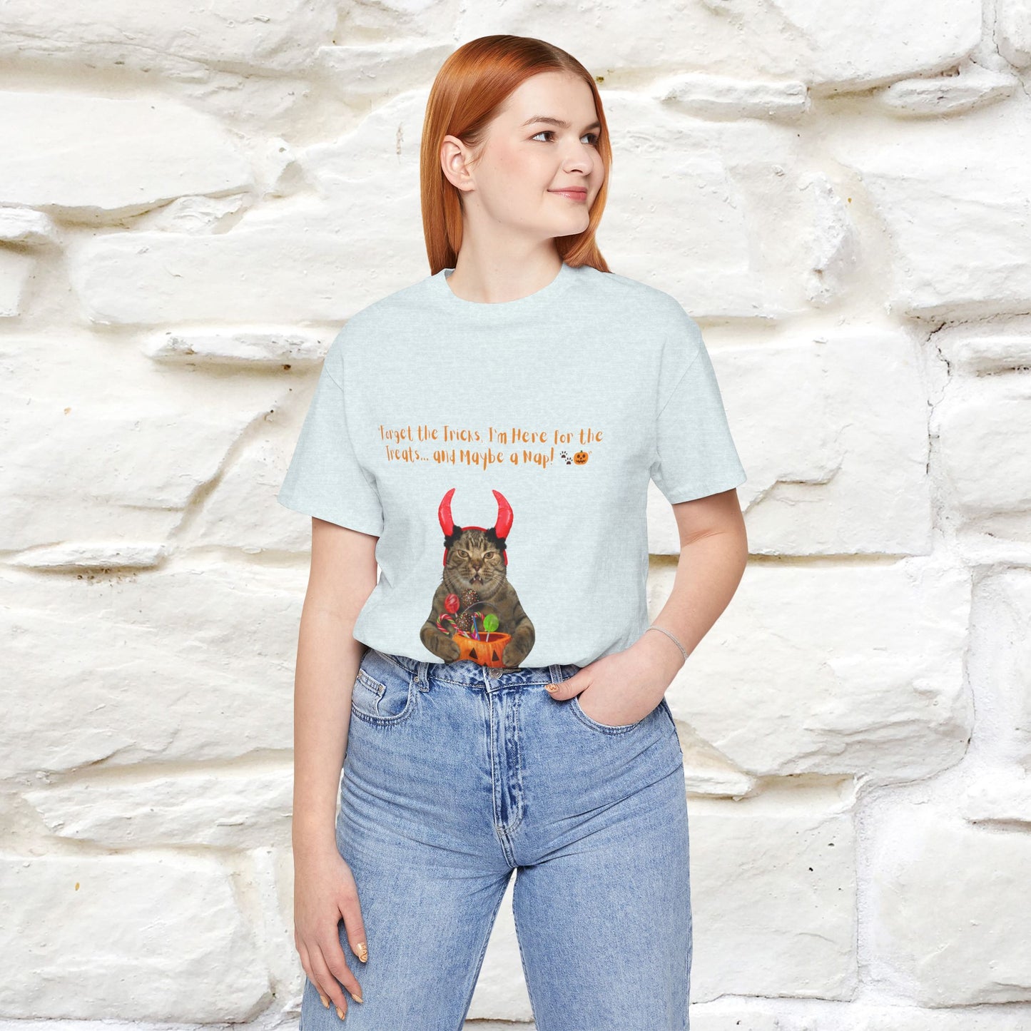''Forget The Tricks I am Here For The Treats ...And Maybe A Nap!'' Cat T-shirt for Men and Women  100% Cotton* - Nunu&Miao Studio
