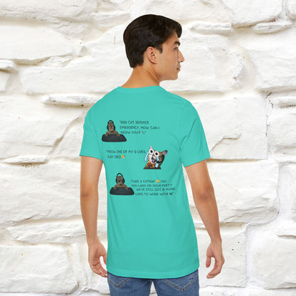 ''911 Emergency'' | Front & Back Design | Cat T-Shirt | Nunu&Miao Studio - Nunu&Miao Studio