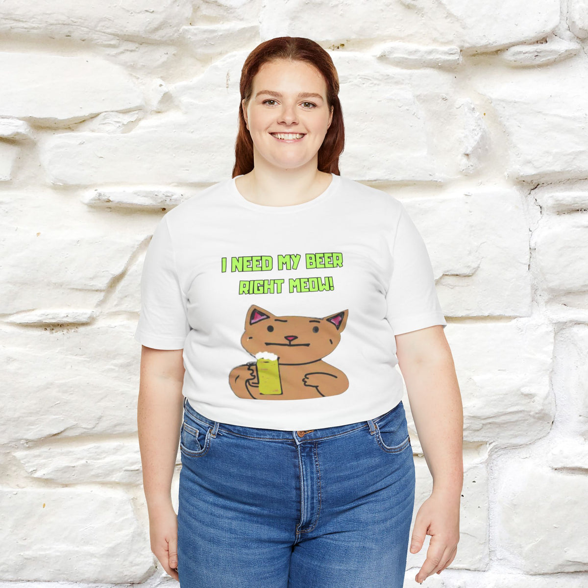 "I Need My Beer Right Meow!" Cat  T-shirt |Nunu&Miao Studio