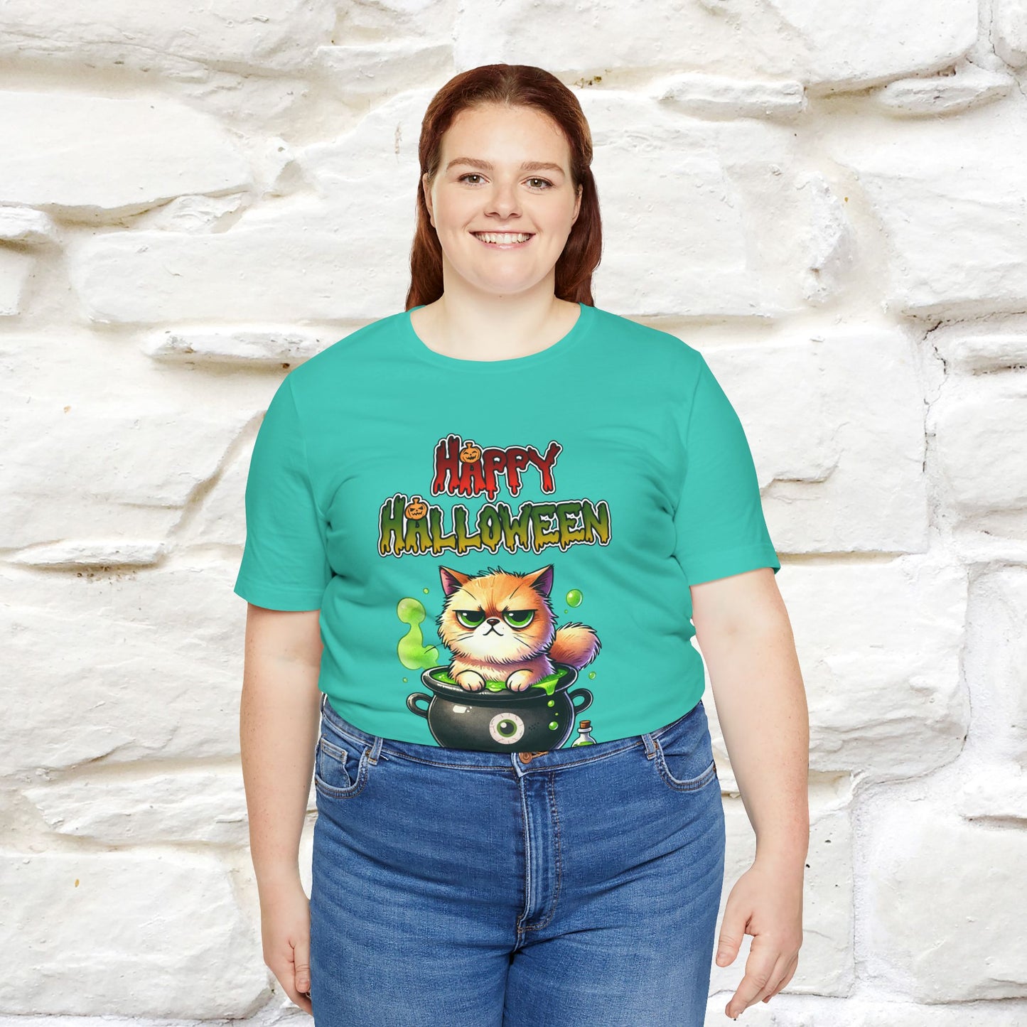 "Angry Cat Happy Halloween" Cat  T-shirt |Nunu&Miao Studio - Nunu&Miao Studio