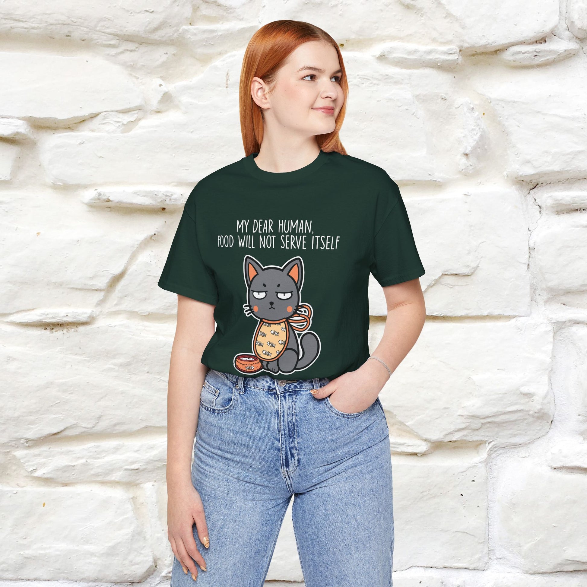 "Dear Human, Food Will Not Serve Itself" |Cat T-Shirt | Nunu&Miao Studio - Nunu&Miao Studio