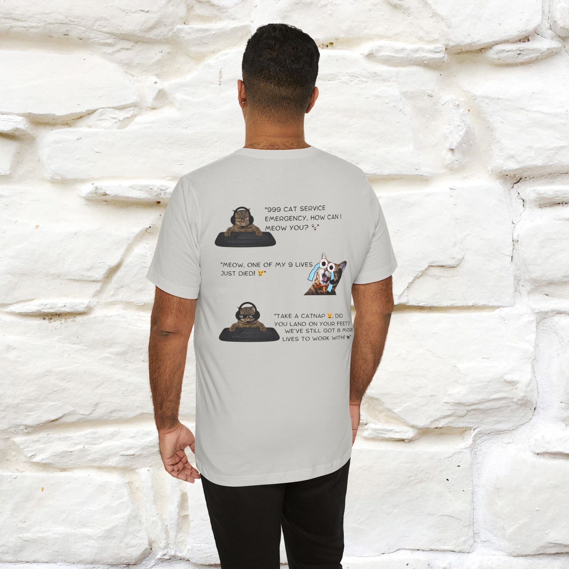 ''911 Emergency'' | Front & Back Design | Cat T-Shirt | Nunu&Miao Studio - Nunu&Miao Studio